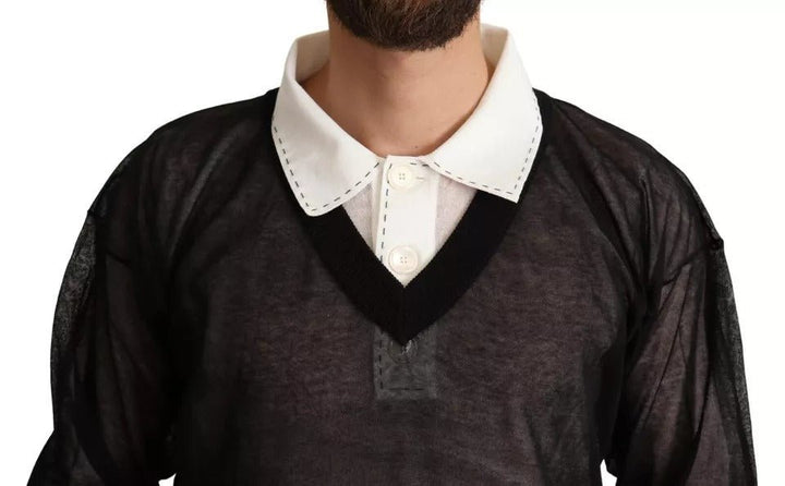 Dolce & Gabbana Black White Shirt One Piece Pullover Sweater - RIMODA