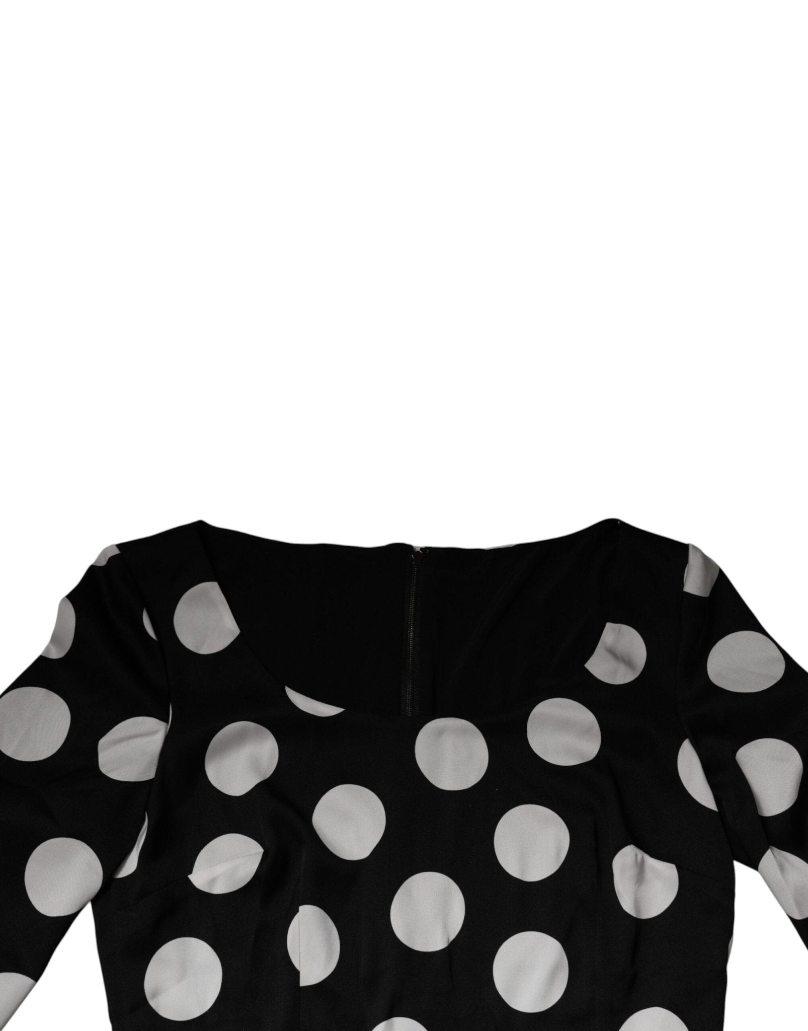 Dolce & Gabbana Black White Silk Polka Dots Sheath Midi Dress - RIMODA