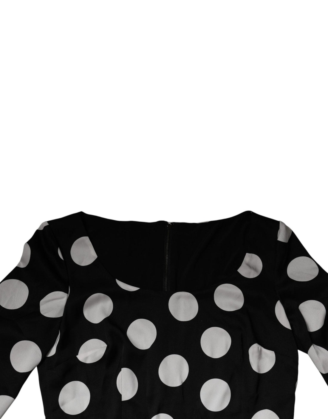 Dolce & Gabbana Black White Silk Polka Dots Sheath Midi Dress - RIMODA