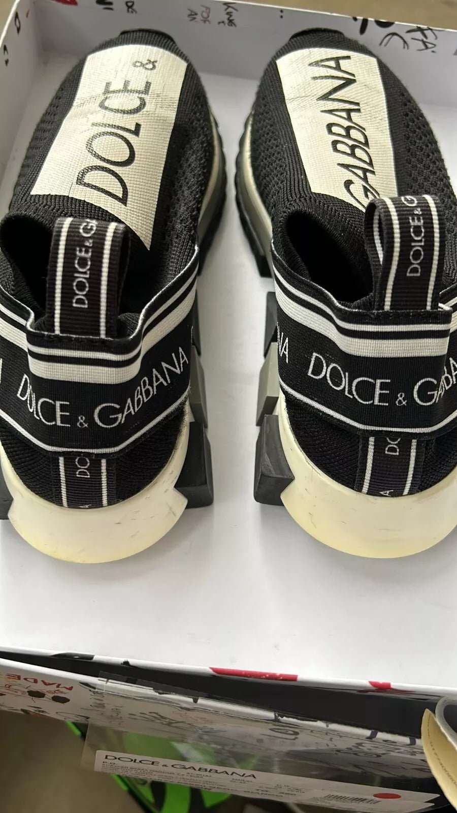 Dolce & Gabbana Black White Slip On Sorrento Sneakers Shoes - RIMODA