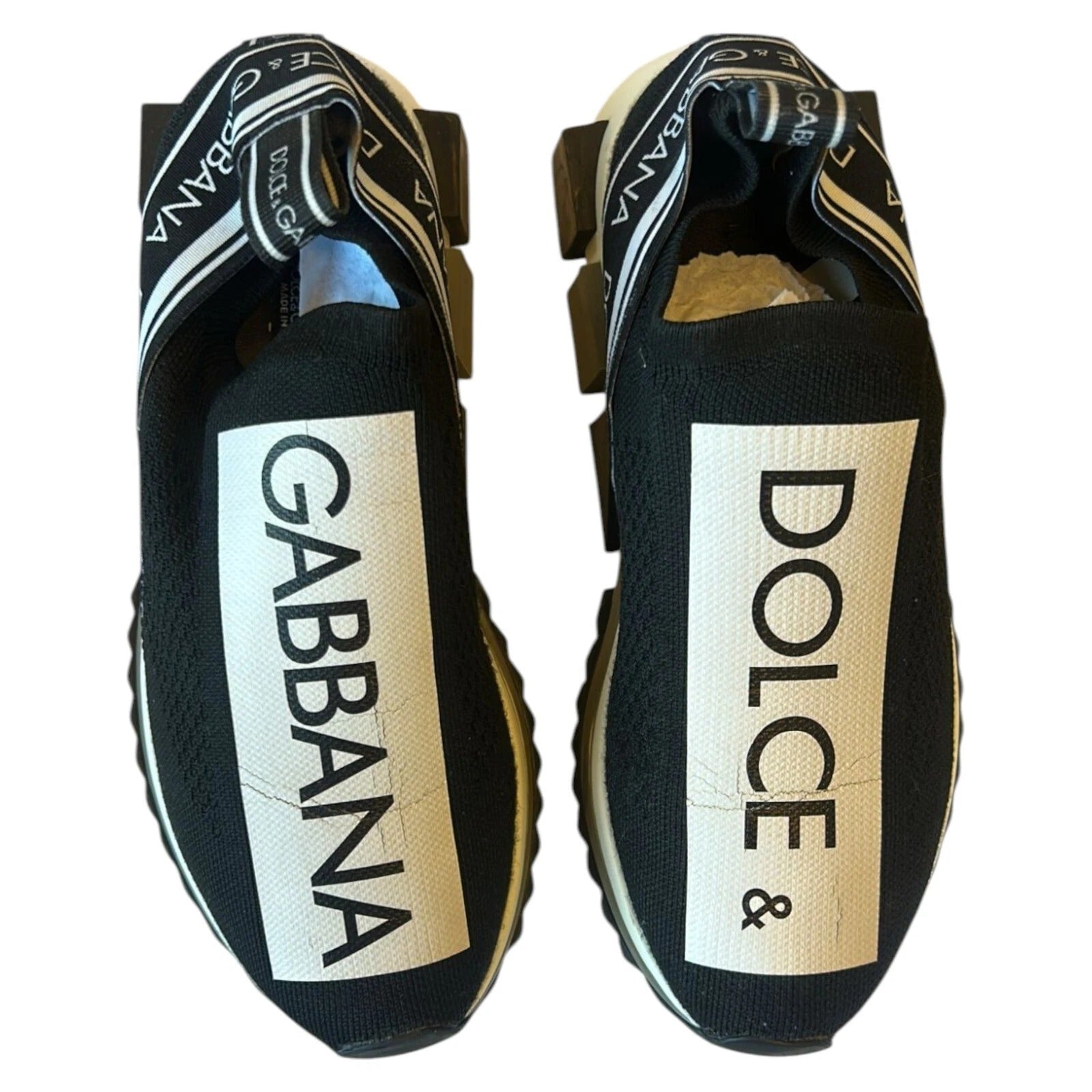 Dolce & Gabbana Black White Slip On Sorrento Sneakers Shoes - RIMODA