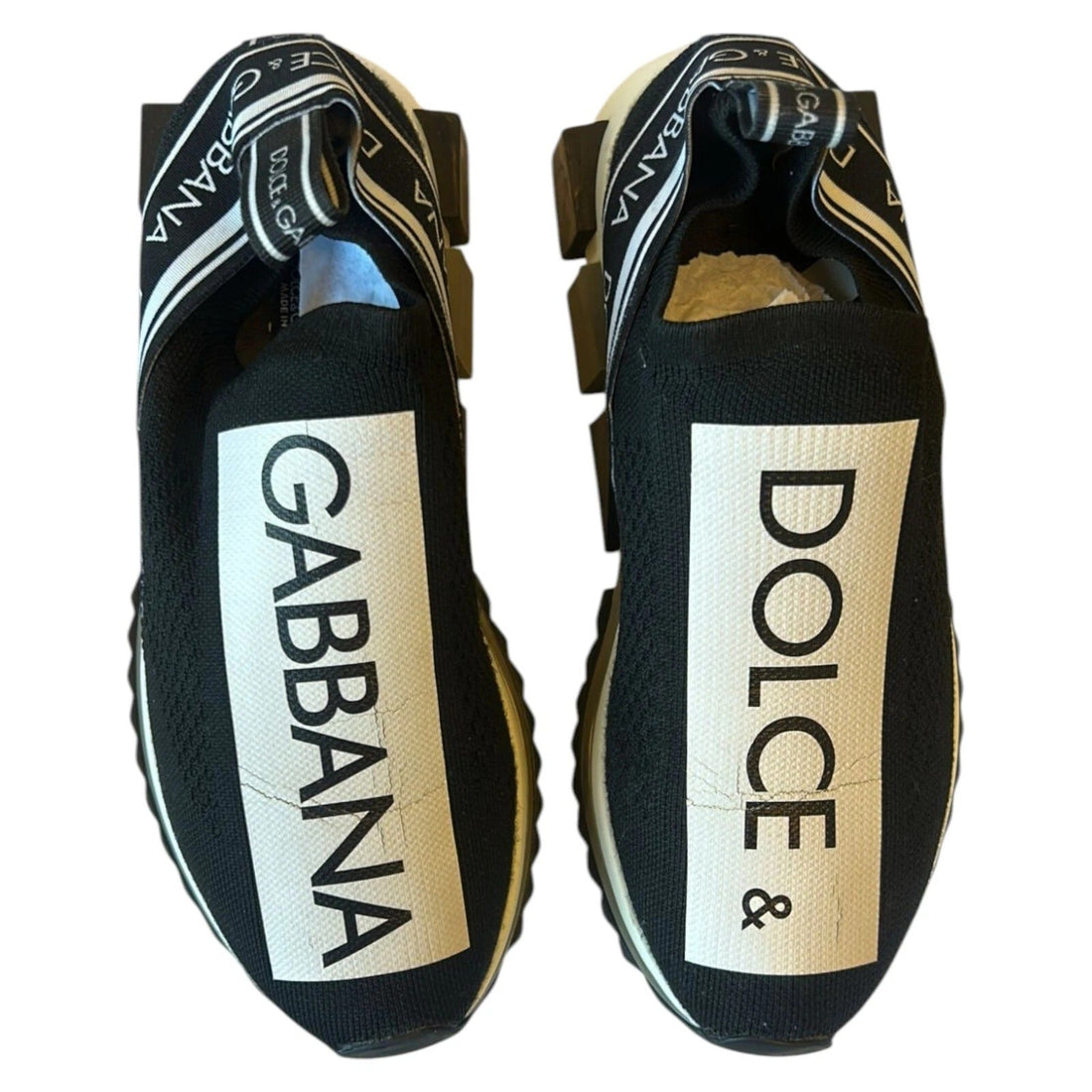 Dolce & Gabbana Black White Slip On Sorrento Sneakers Shoes - RIMODA