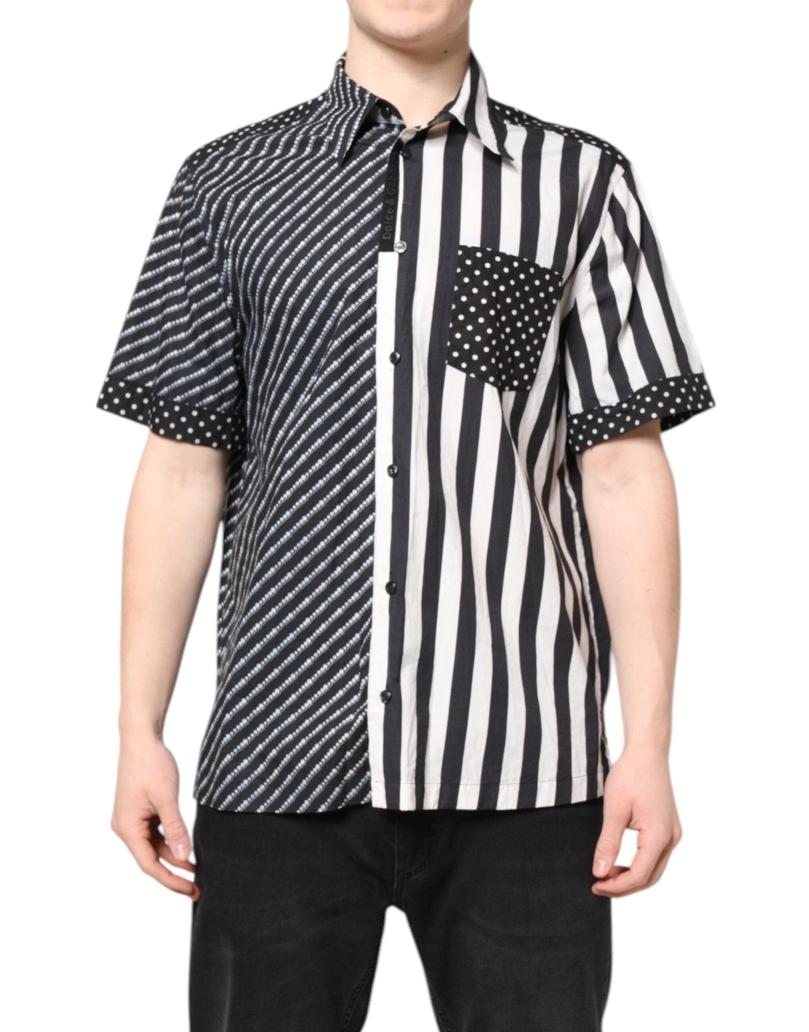Dolce & Gabbana Black White Stripe Button Down Casual Shirt - RIMODA