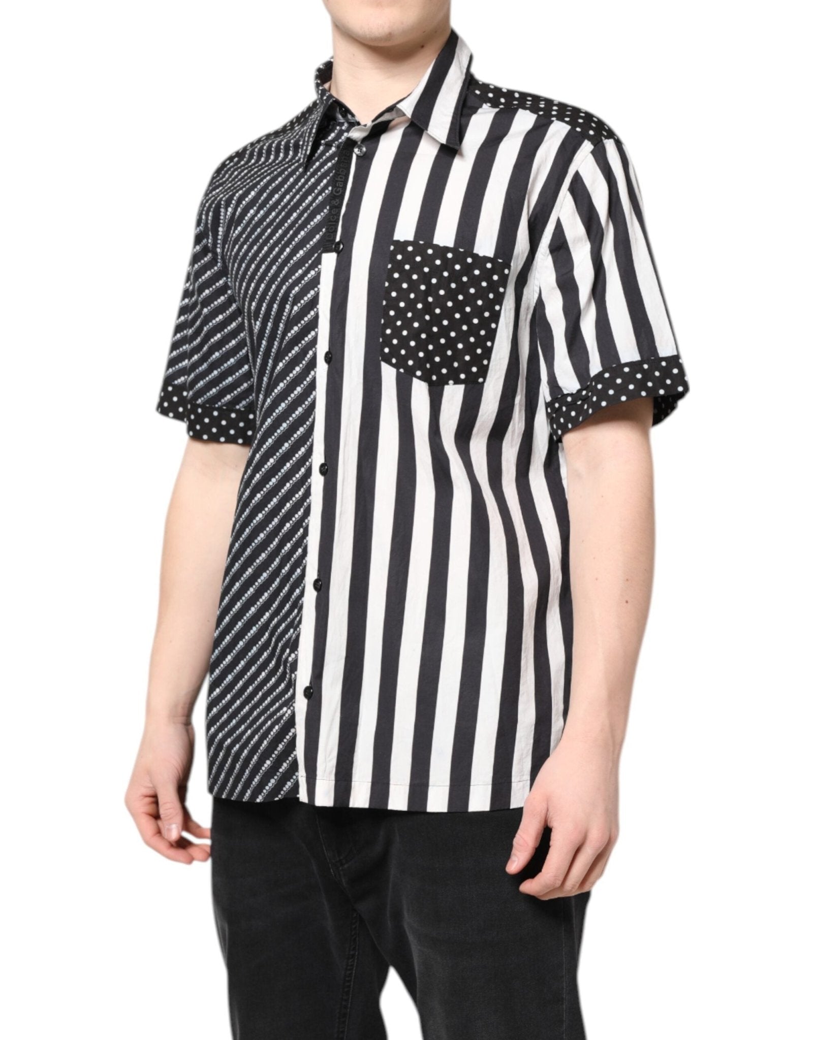 Dolce & Gabbana Black White Stripe Button Down Casual Shirt - RIMODA