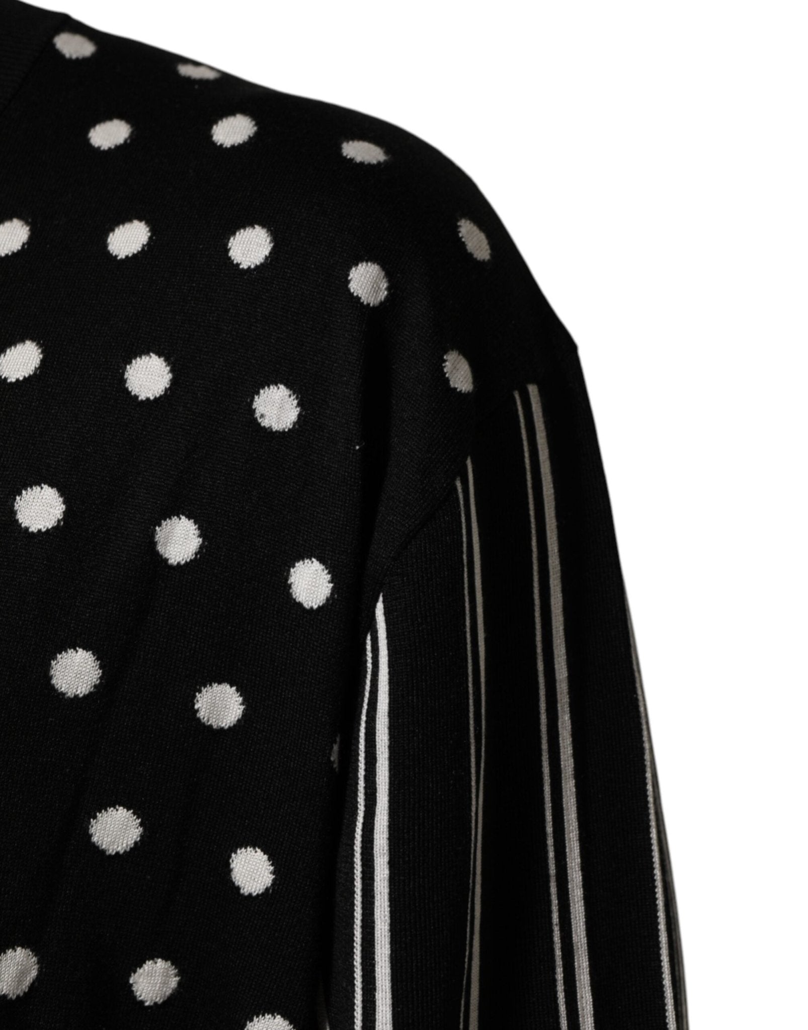 Dolce & Gabbana Black White Stripe Polka V-Neck Pullover Sweater - RIMODA