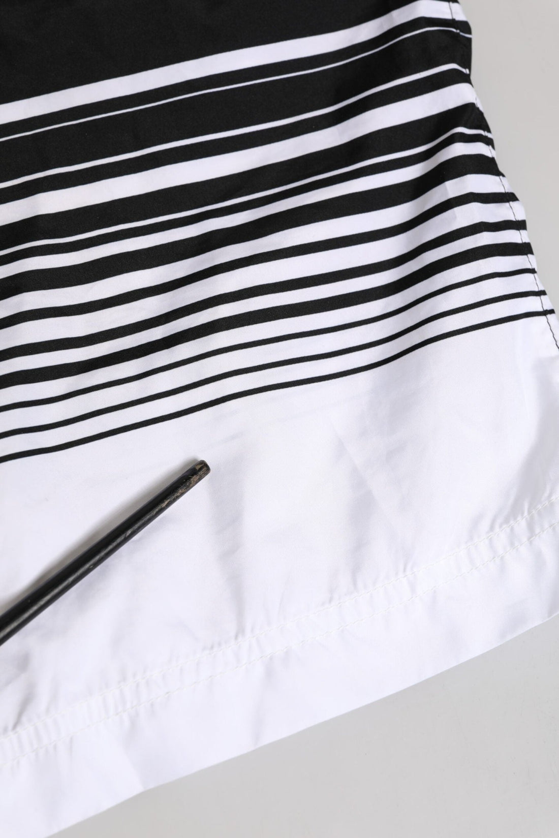 Dolce & Gabbana Black White Striped DG Logo Men Short Swimwear - RIMODA