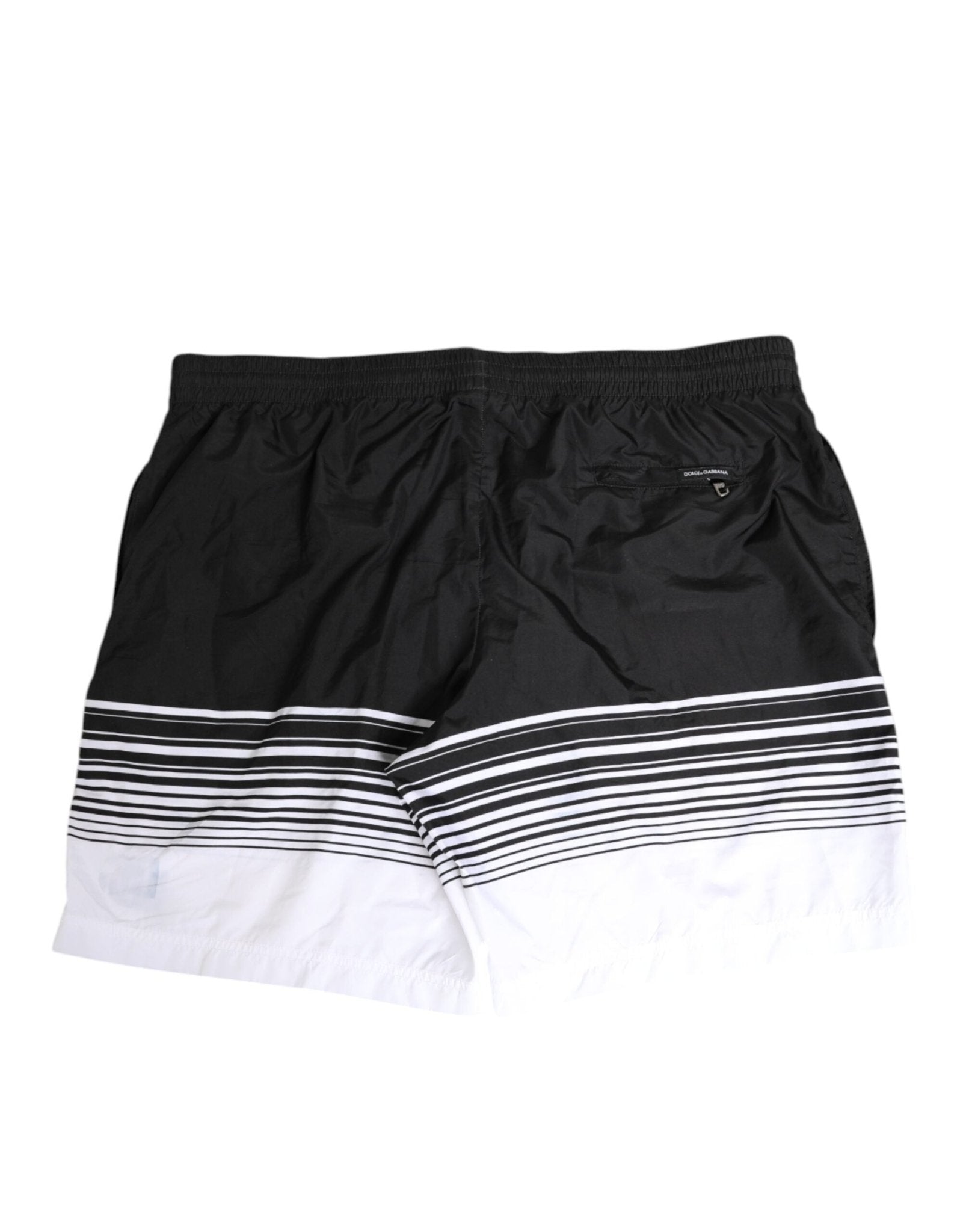 Dolce & Gabbana Black White Striped DG Logo Men Short Swimwear - RIMODA