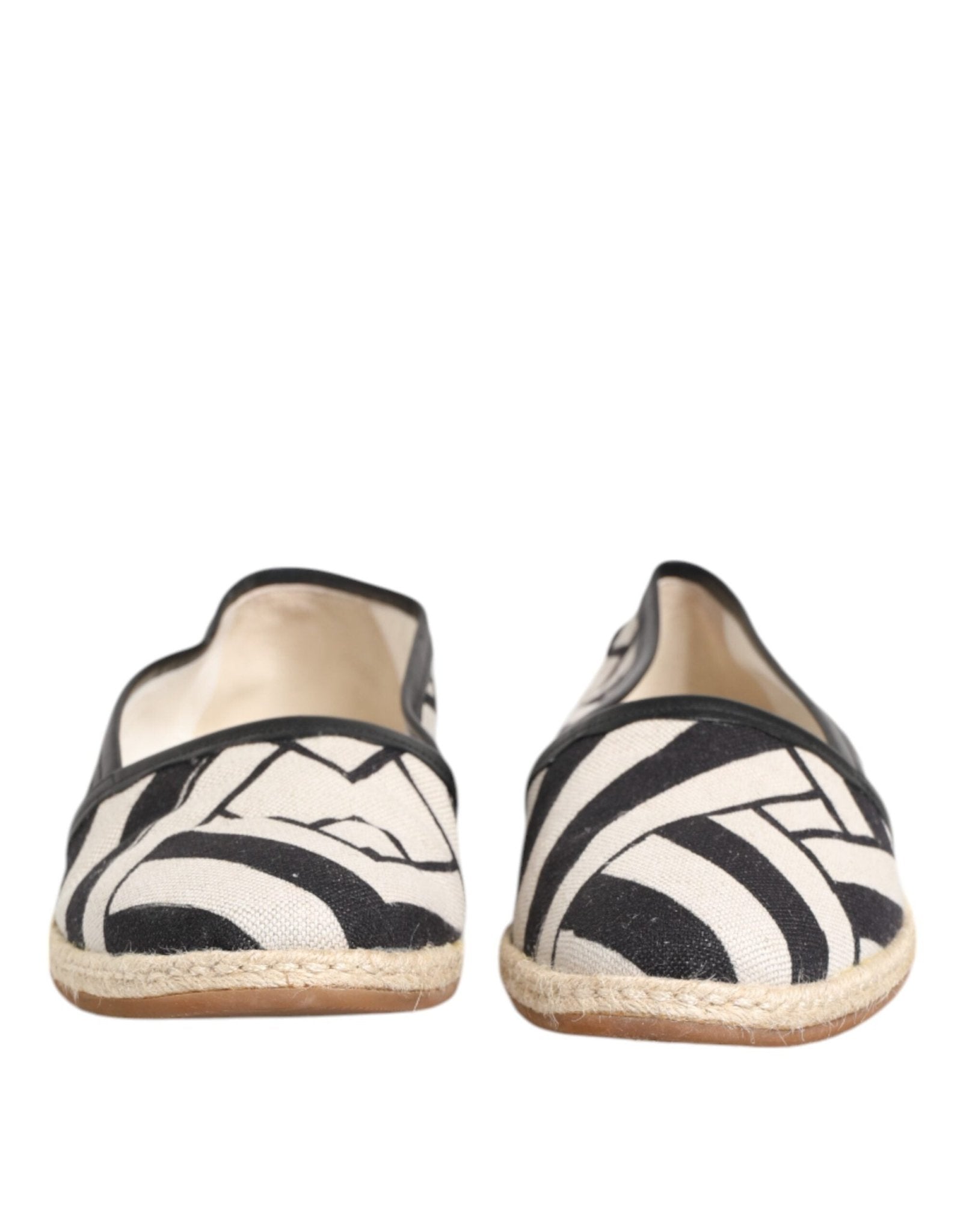Dolce & Gabbana Black White Stripes Flat Espadrille Shoes - RIMODA