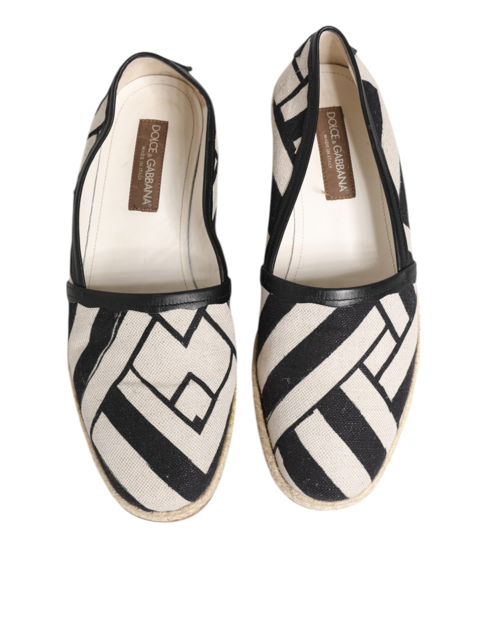 Dolce & Gabbana Black White Stripes Flat Espadrille Shoes - RIMODA
