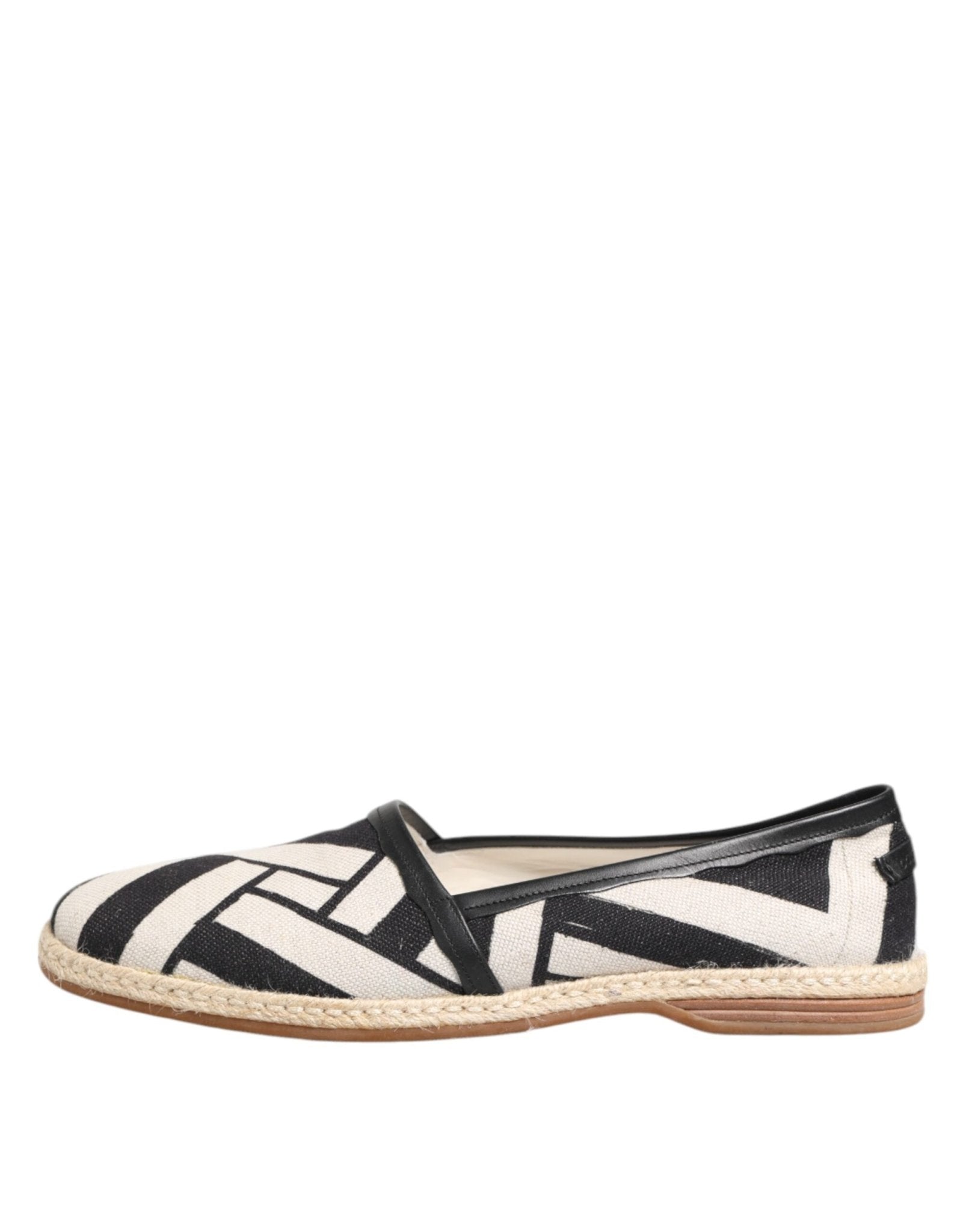 Dolce & Gabbana Black White Stripes Flat Espadrille Shoes - RIMODA