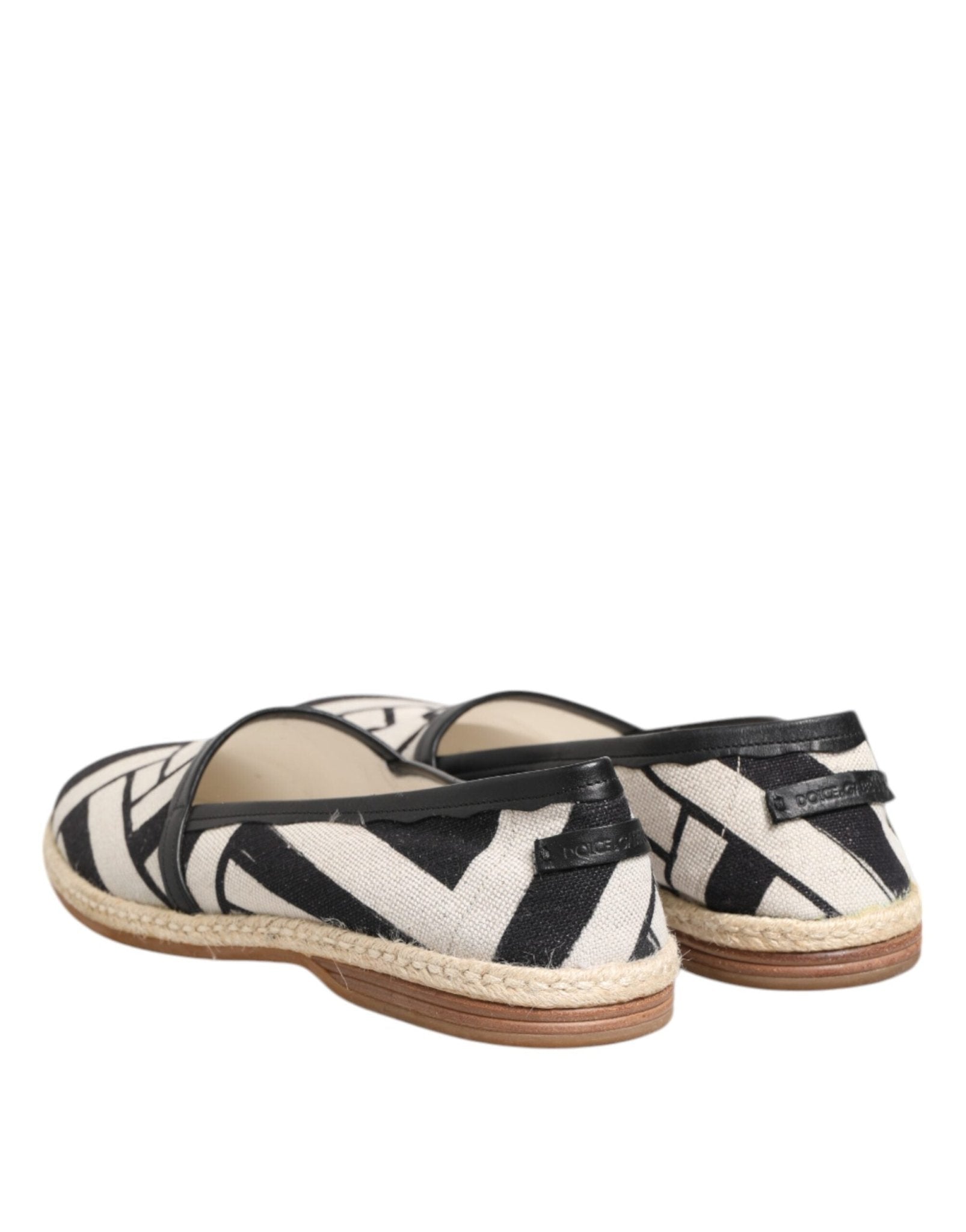 Dolce & Gabbana Black White Stripes Flat Espadrille Shoes - RIMODA