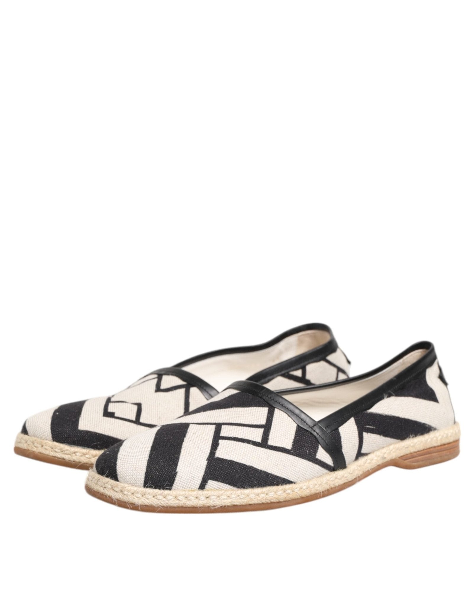Dolce & Gabbana Black White Stripes Flat Espadrille Shoes - RIMODA