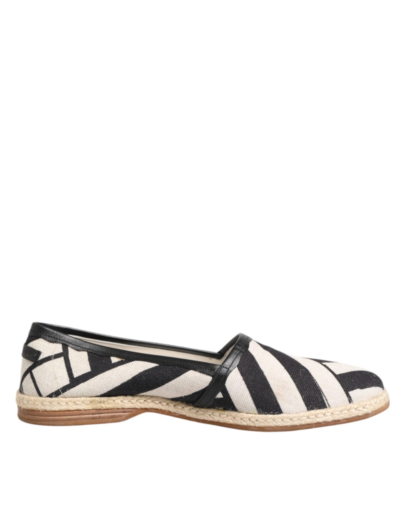 Dolce & Gabbana Black White Stripes Flat Espadrille Shoes - RIMODA