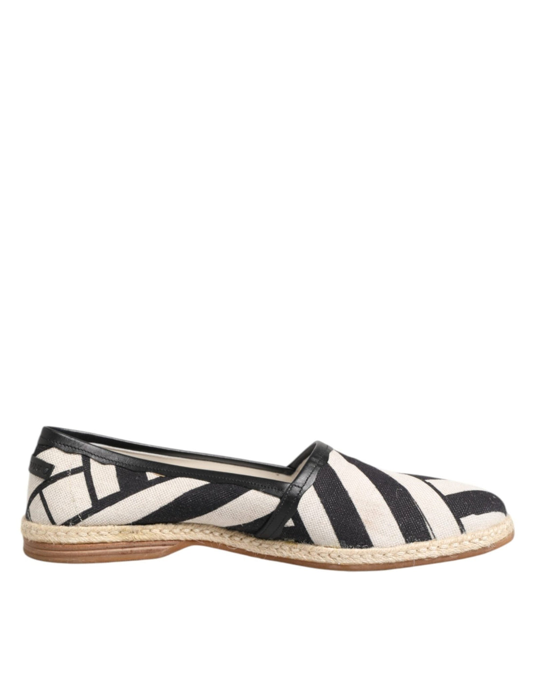 Dolce & Gabbana Black White Stripes Flat Espadrille Shoes - RIMODA