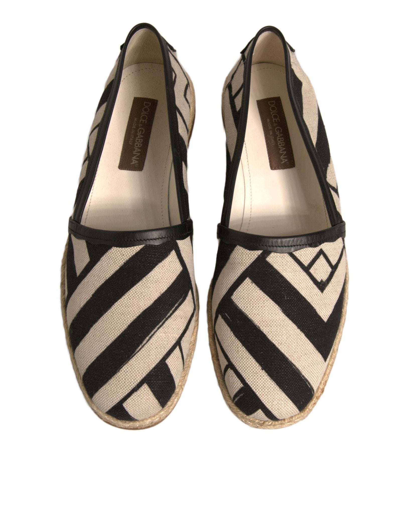 Dolce & Gabbana Black White Stripes Slip On Espadrille Shoes - RIMODA