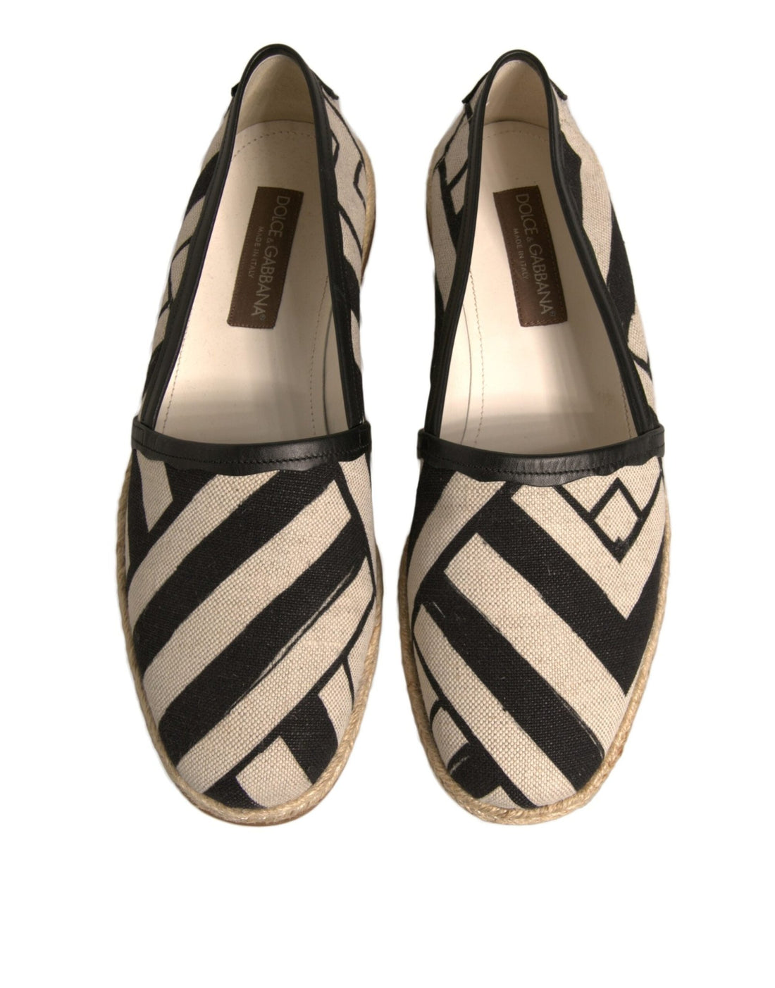 Dolce & Gabbana Black White Stripes Slip On Espadrille Shoes - RIMODA