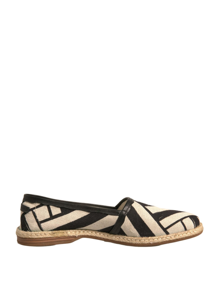 Dolce & Gabbana Black White Stripes Slip On Espadrille Shoes - RIMODA