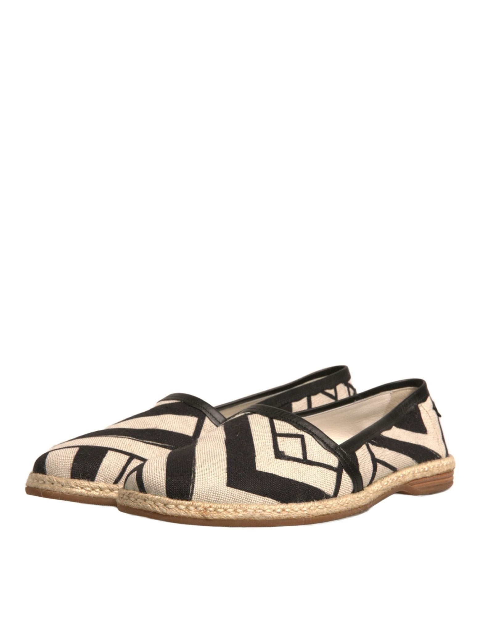 Dolce & Gabbana Black White Stripes Slip On Espadrille Shoes - RIMODA