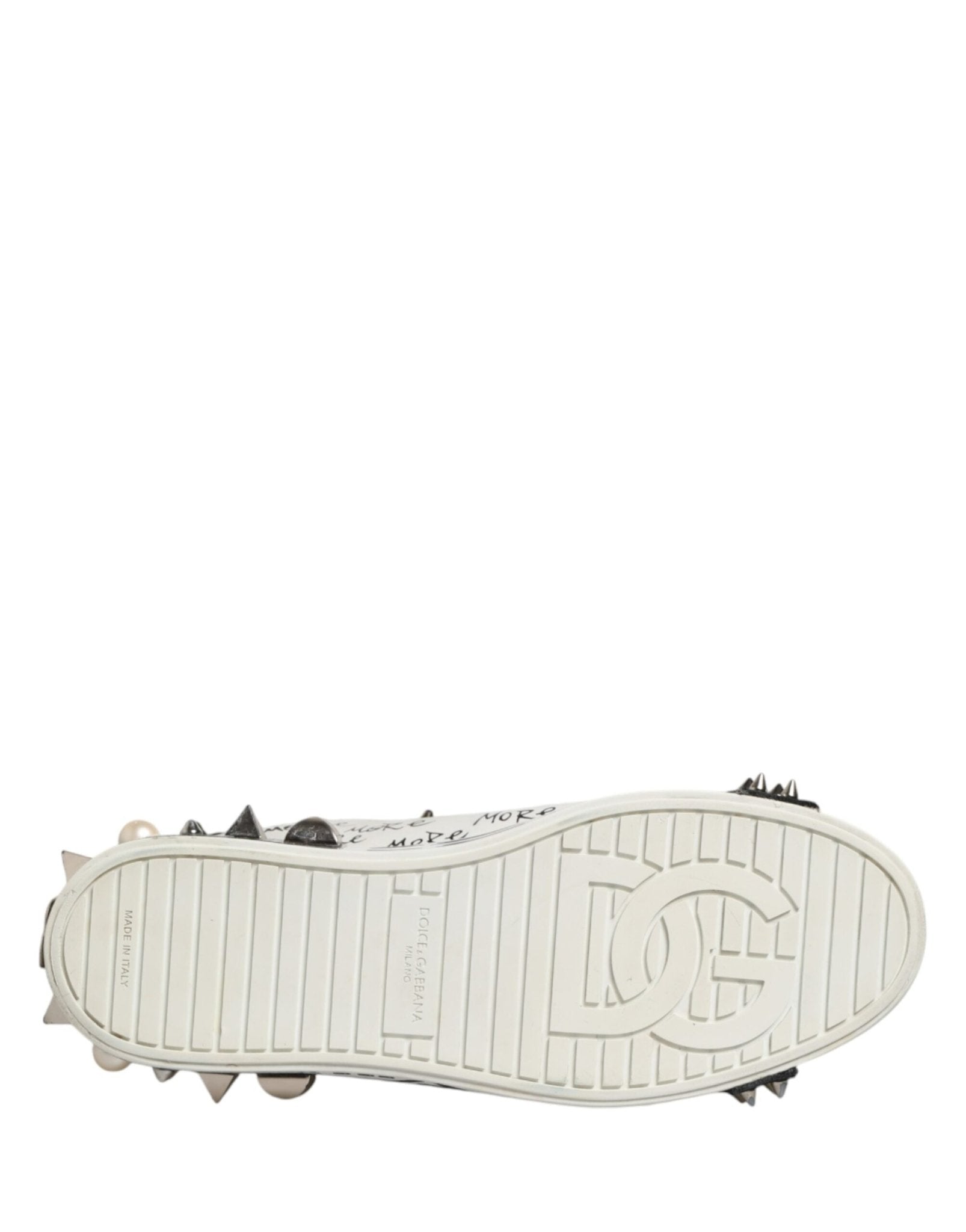 Dolce & Gabbana Black White Studded Low Top Sneakers Shoes - RIMODA