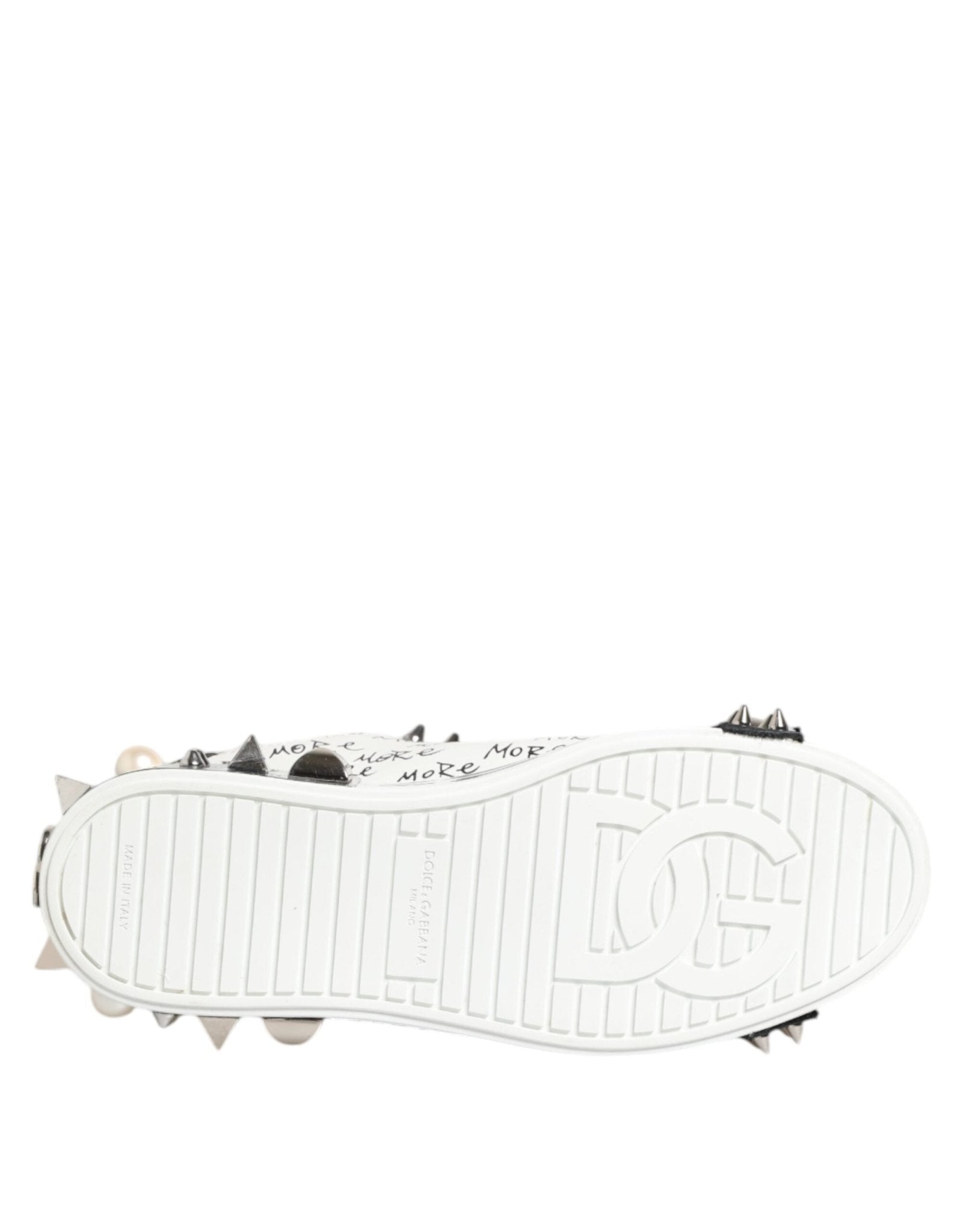 Dolce & Gabbana Black White Studded Low Top Sneakers Shoes - RIMODA