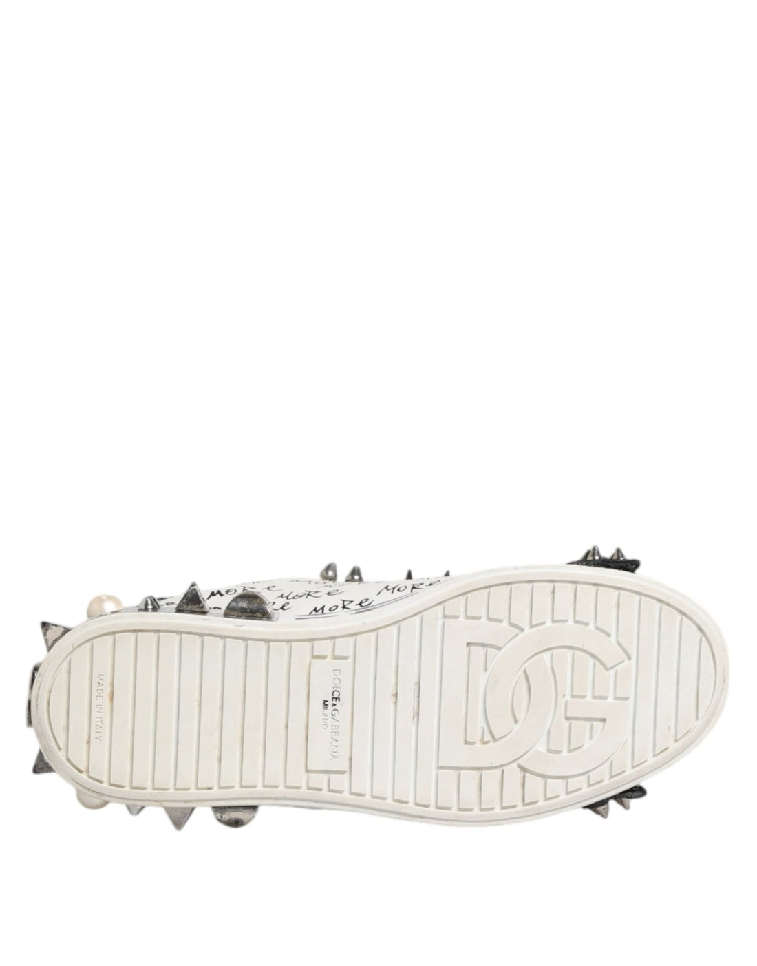 Dolce & Gabbana Black White Studded Low Top Sneakers Shoes - RIMODA