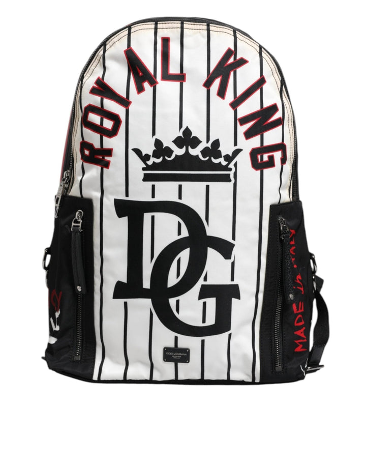 Dolce & Gabbana Black White Vulcano Royal King Print Men Backpack Bag - RIMODA
