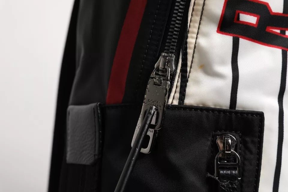 Dolce & Gabbana Black White Vulcano Royal King Print Men Backpack Bag - RIMODA