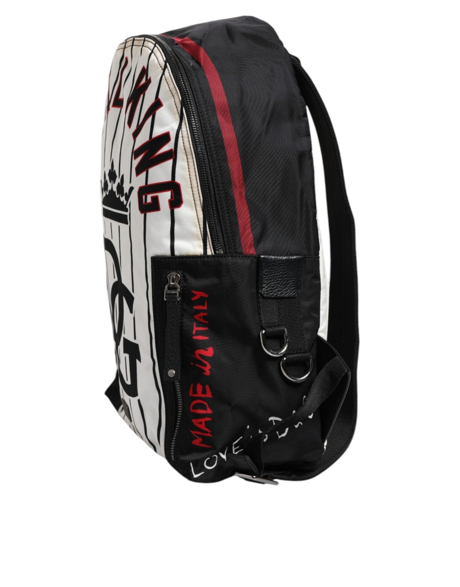 Dolce & Gabbana Black White Vulcano Royal King Print Men Backpack Bag - RIMODA
