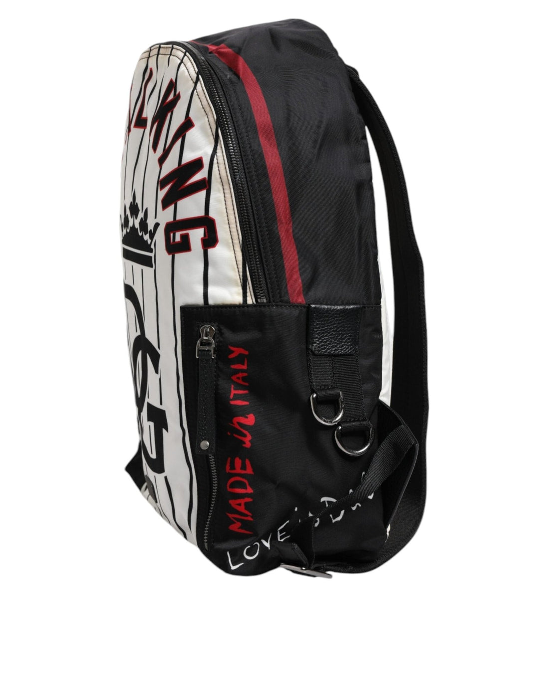 Dolce & Gabbana Black White Vulcano Royal King Print Men Backpack Bag - RIMODA