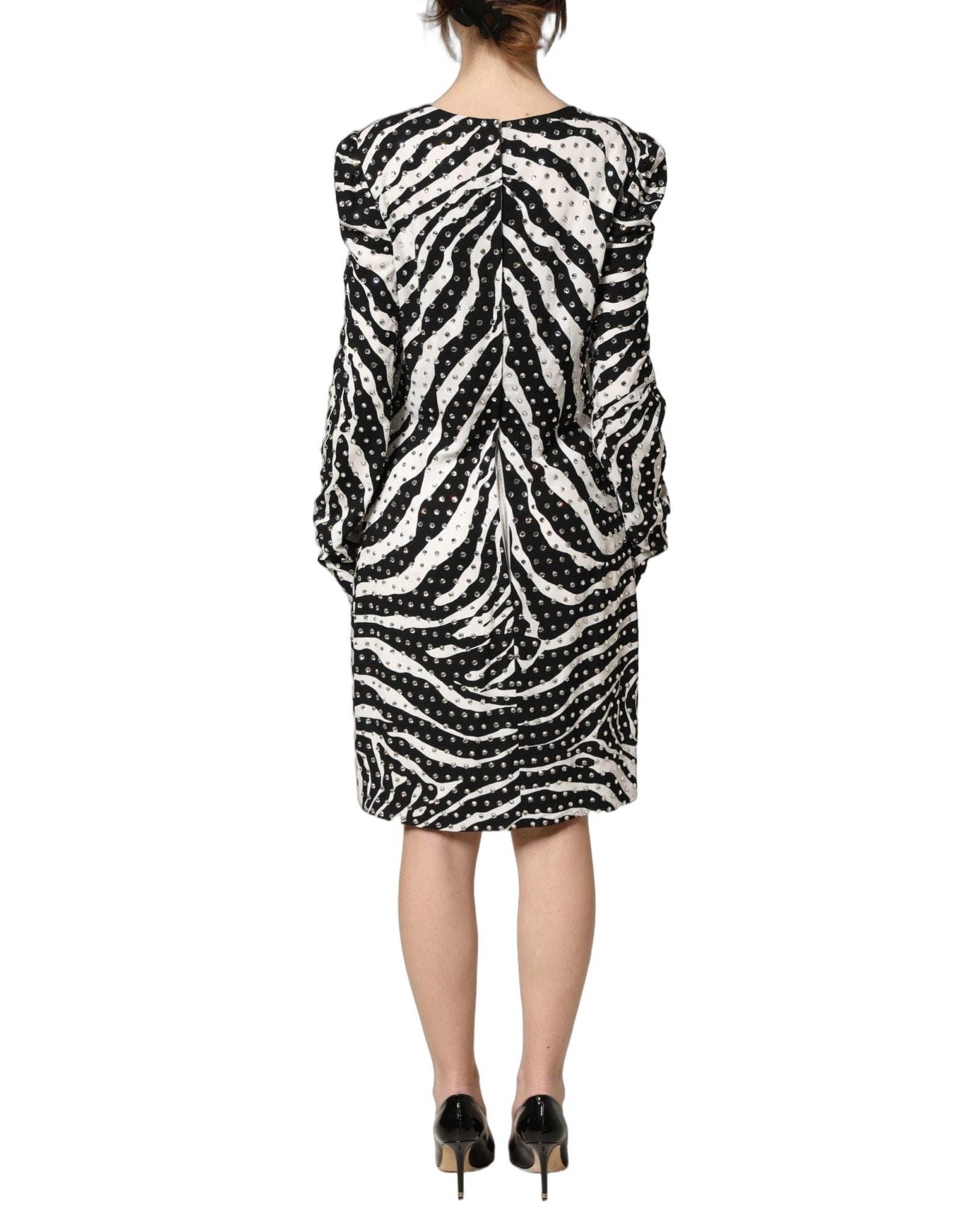 Dolce & Gabbana Black White Zebra Crystal Embellished Dress - RIMODA