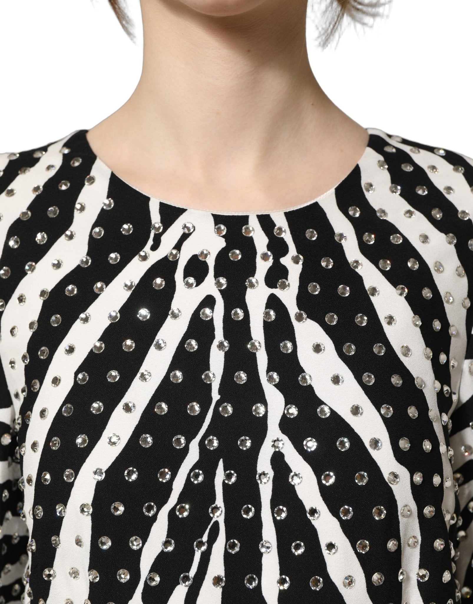 Dolce & Gabbana Black White Zebra Crystal Embellished Dress - RIMODA