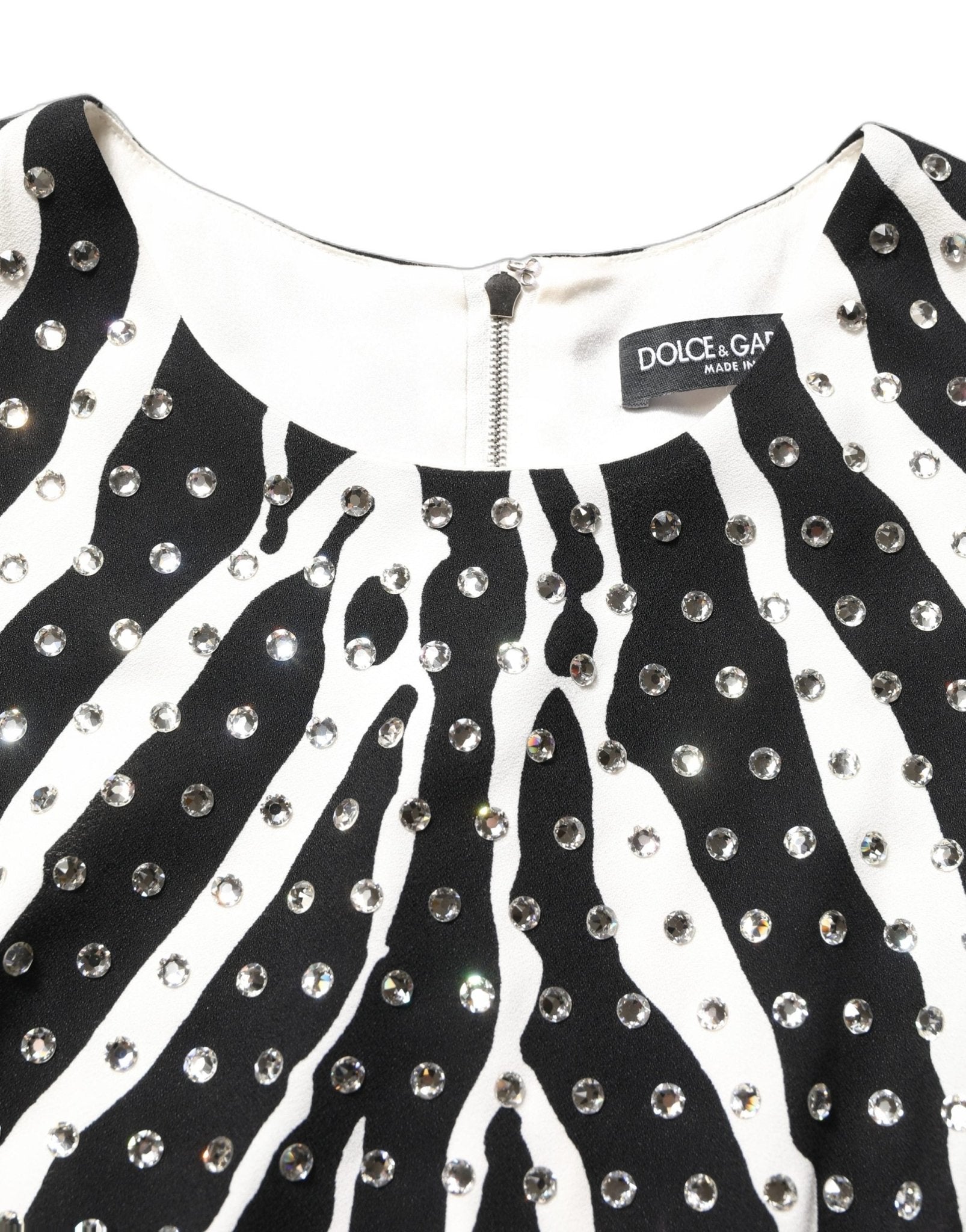 Dolce & Gabbana Black White Zebra Crystal Embellished Dress - RIMODA
