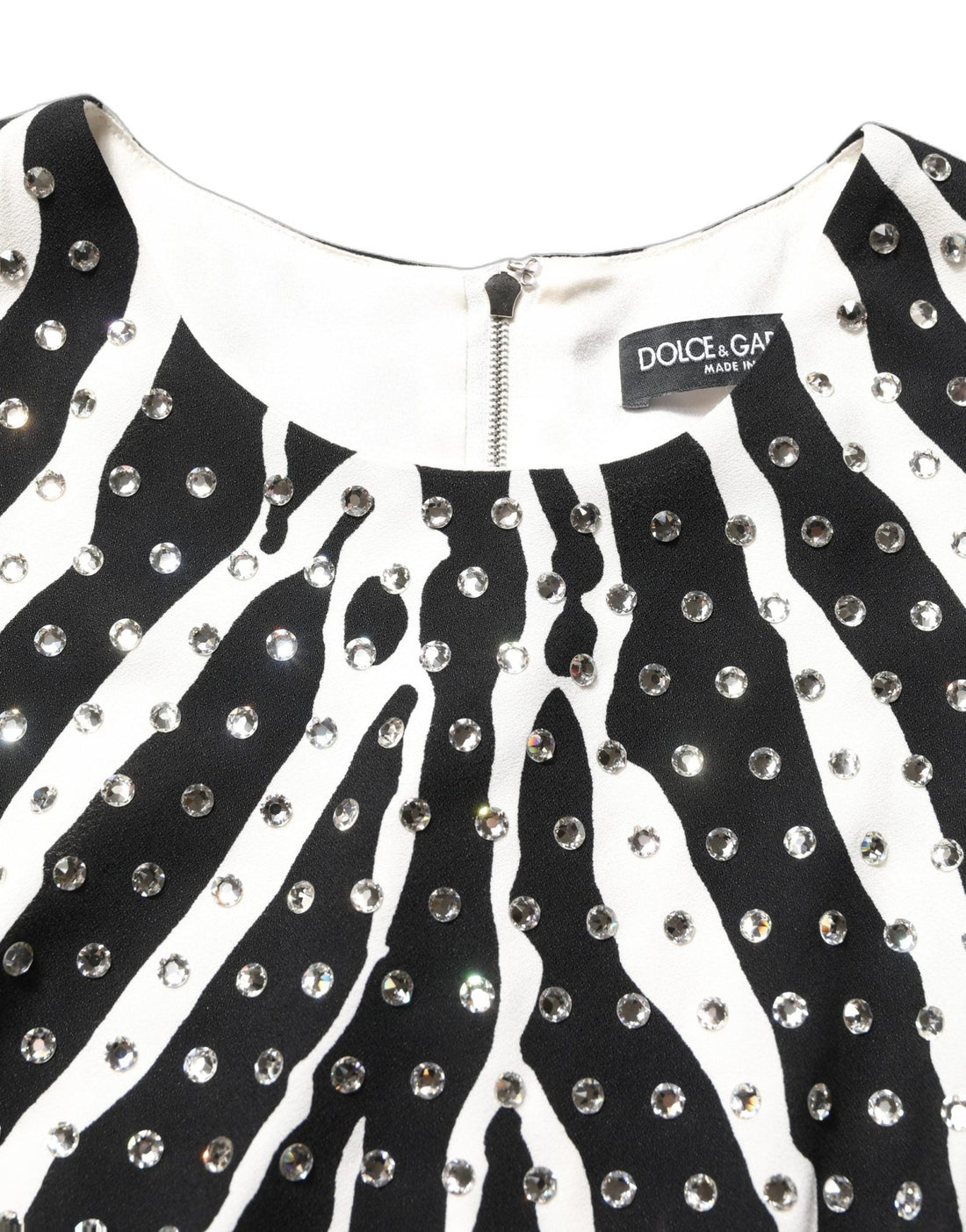 Dolce & Gabbana Black White Zebra Crystal Embellished Dress - RIMODA