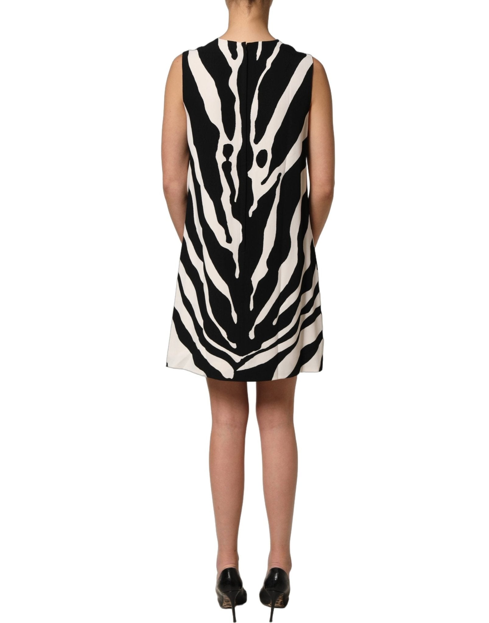 Dolce & Gabbana Black White Zebra Print Viscose Mini Dress - RIMODA
