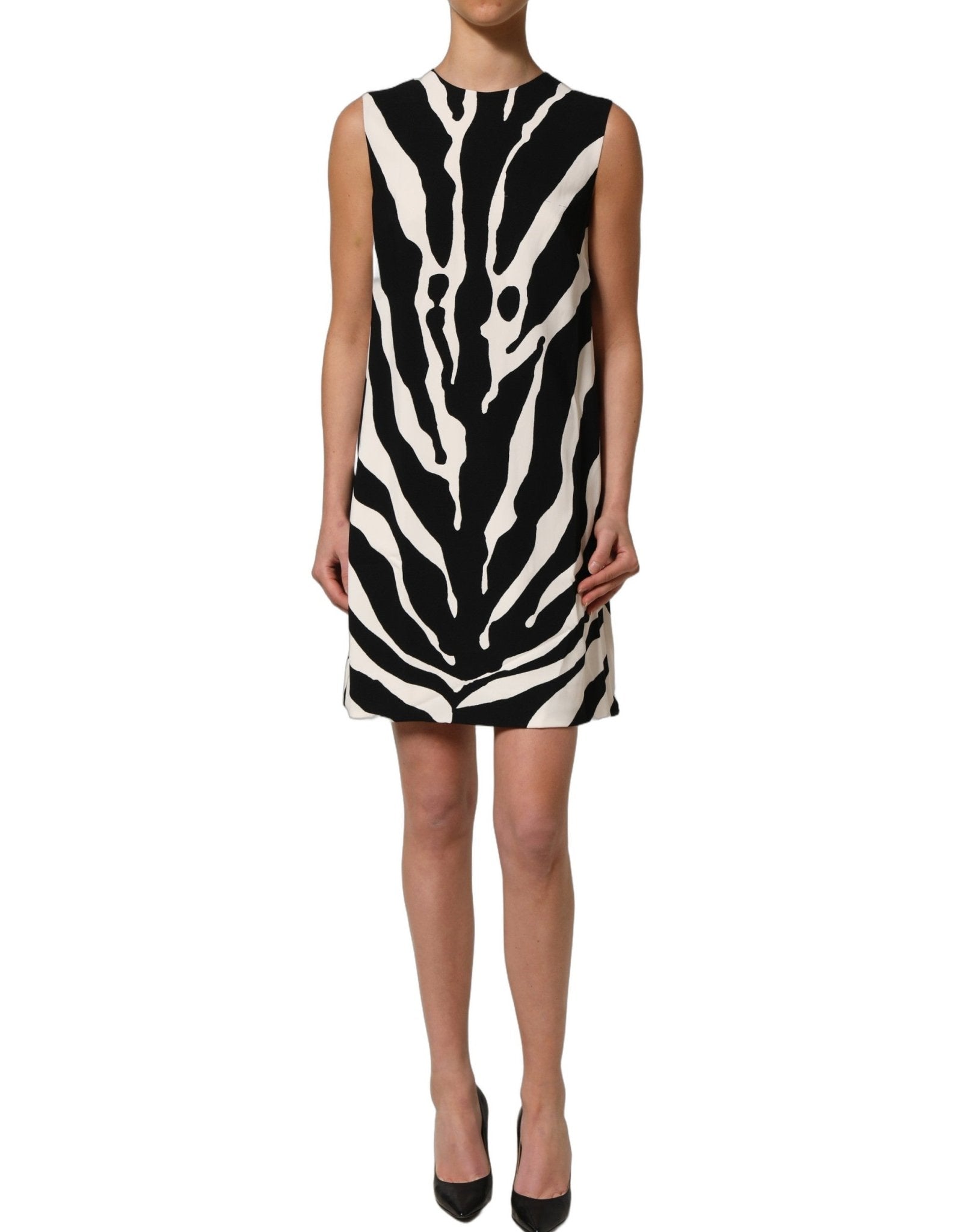 Dolce & Gabbana Black White Zebra Print Viscose Mini Dress - RIMODA