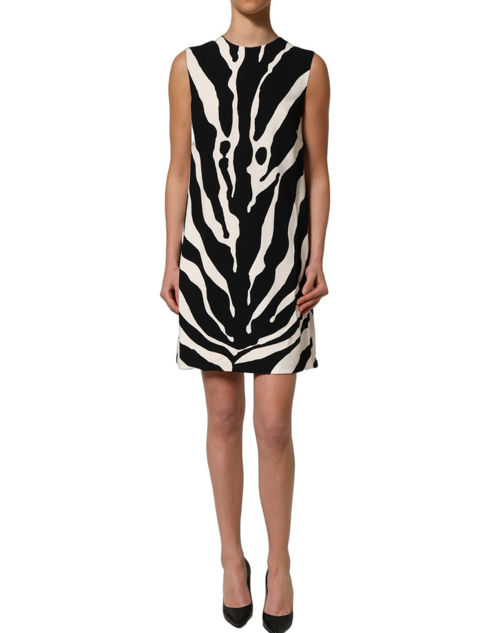 Dolce & Gabbana Black White Zebra Print Viscose Mini Dress - RIMODA