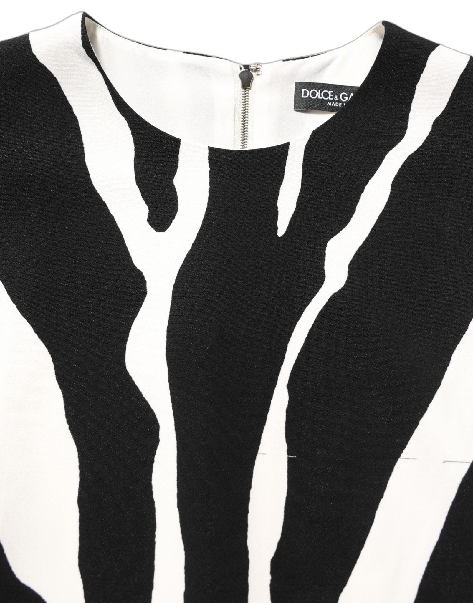 Dolce & Gabbana Black White Zebra Print Viscose Mini Dress - RIMODA