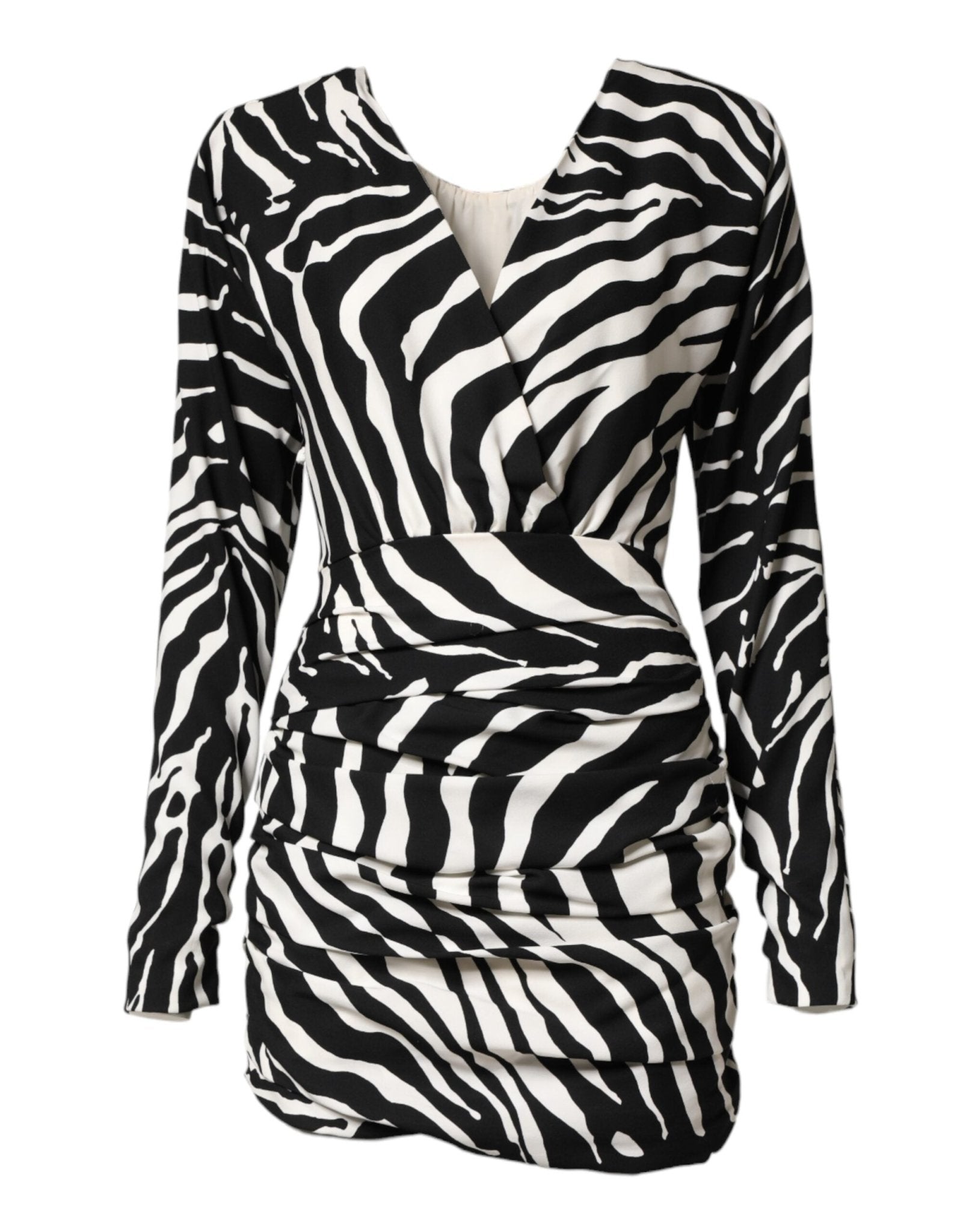 Dolce & Gabbana Black White Zebra Silk Sheath Mini Dress - RIMODA