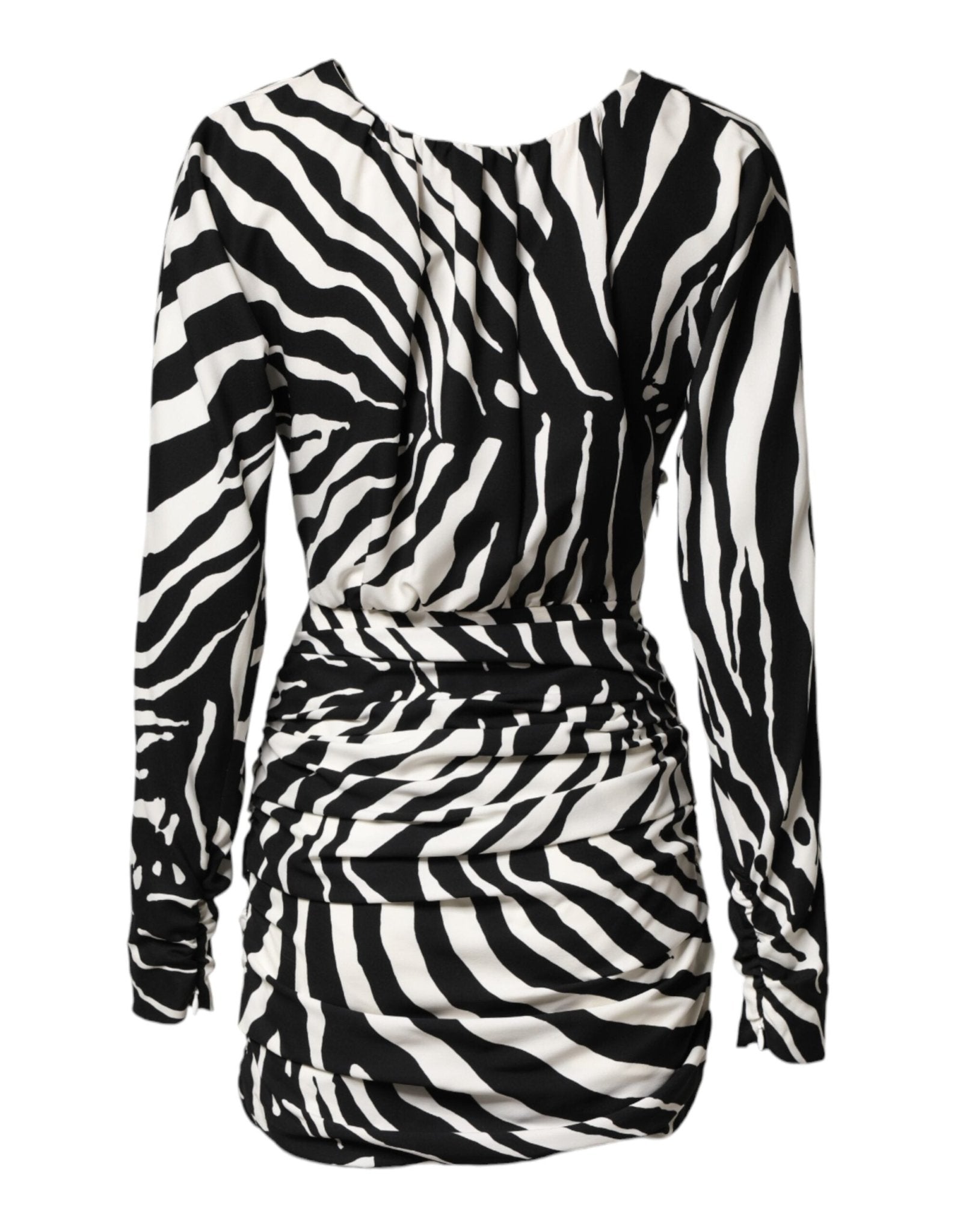 Dolce & Gabbana Black White Zebra Silk Sheath Mini Dress - RIMODA