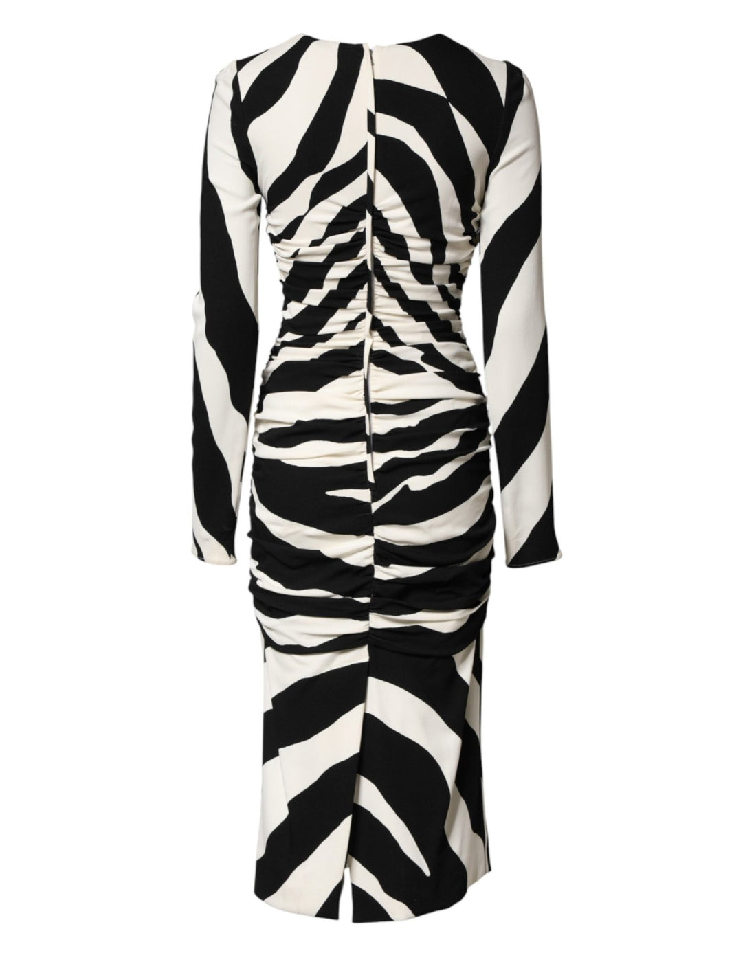 Dolce & Gabbana Black White Zebra Viscose Sheath Midi Dress - RIMODA