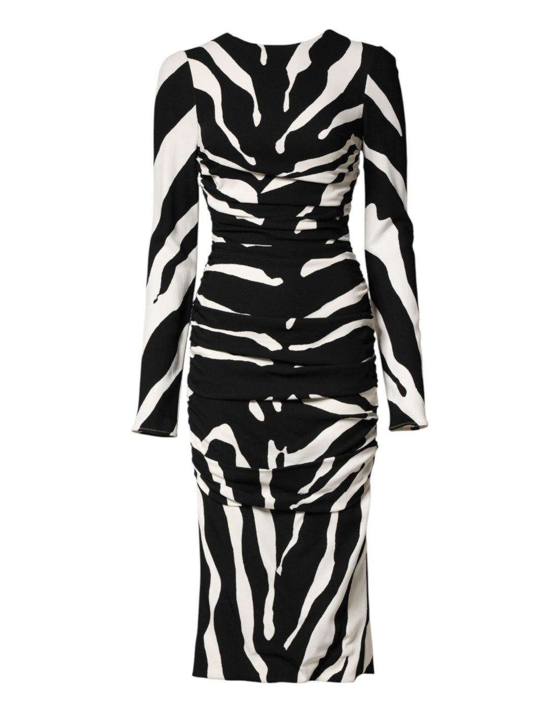 Dolce & Gabbana Black White Zebra Viscose Sheath Midi Dress - RIMODA