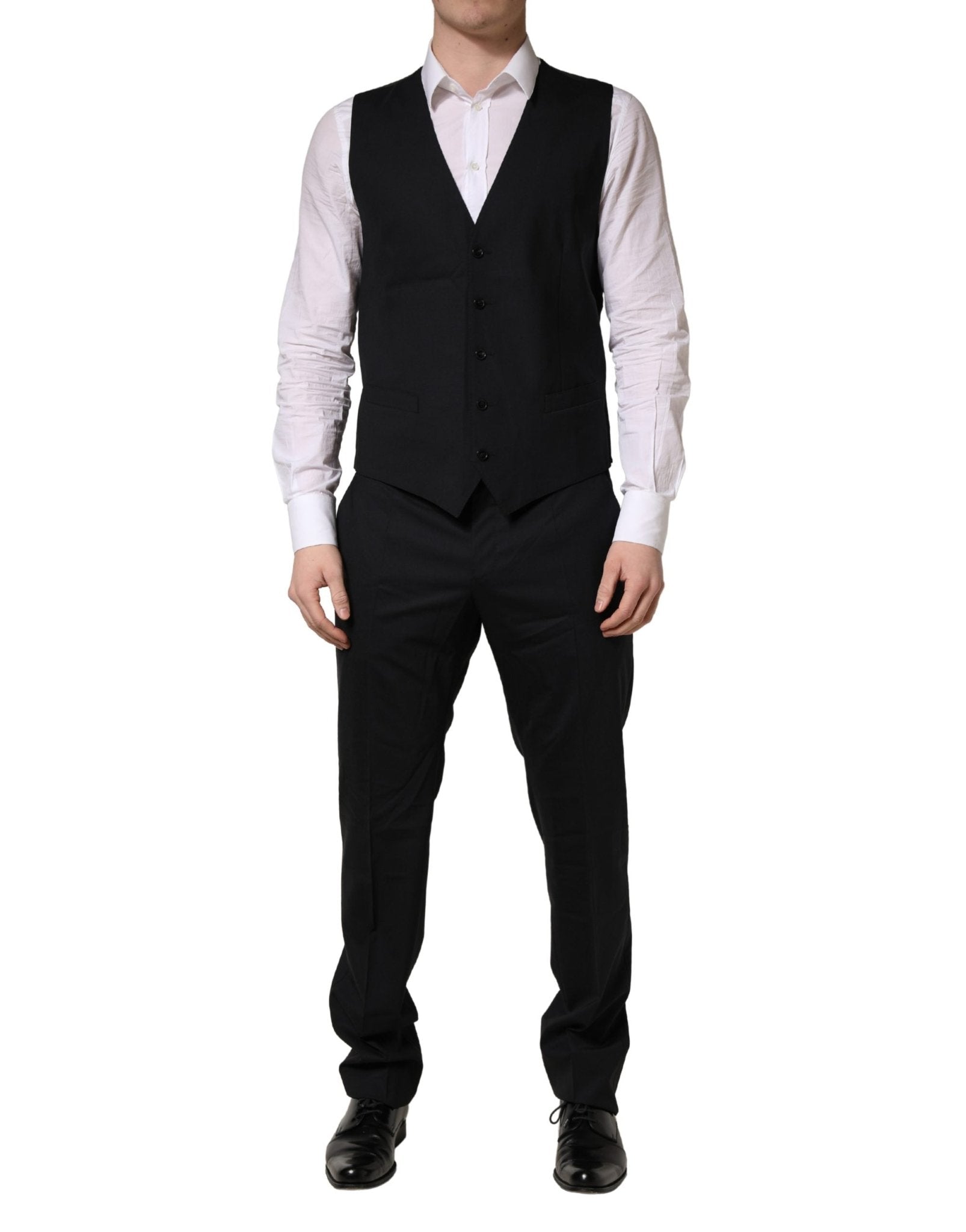 Dolce & Gabbana Black Wool 2 Buttons Formal 3 Piece Men Suit - RIMODA