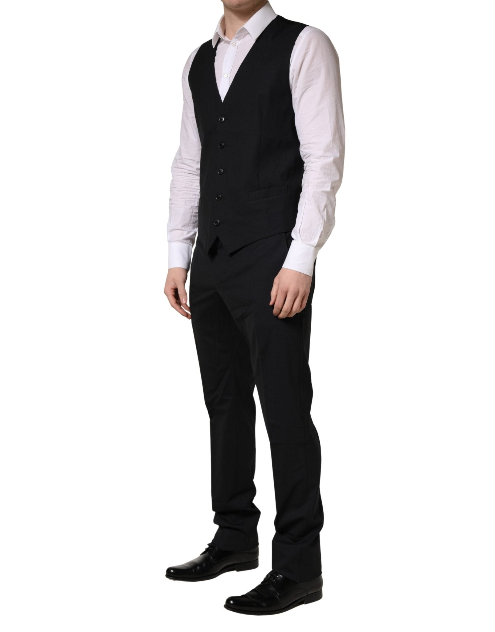 Dolce & Gabbana Black Wool 2 Buttons Formal 3 Piece Men Suit - RIMODA