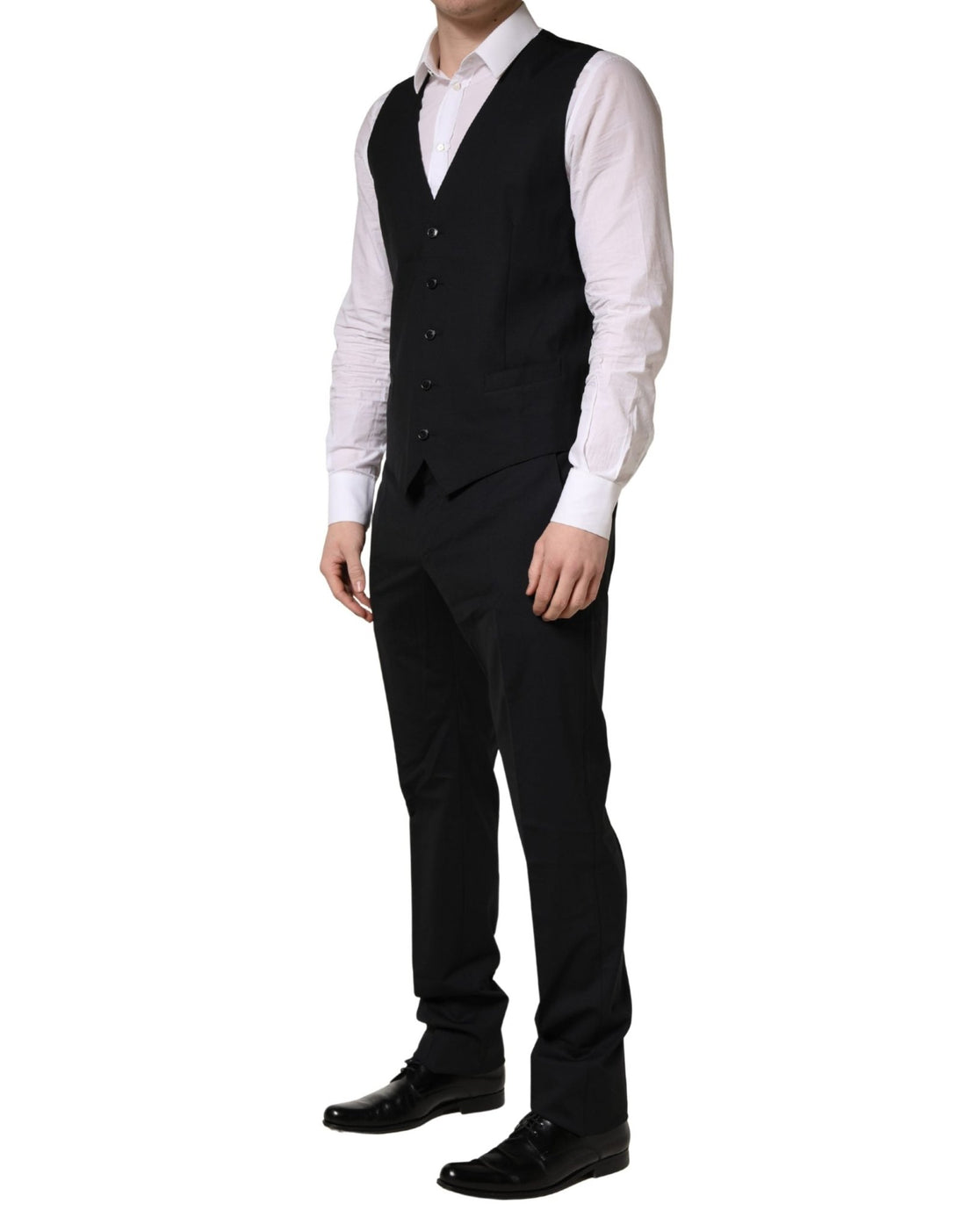 Dolce & Gabbana Black Wool 2 Buttons Formal 3 Piece Men Suit - RIMODA