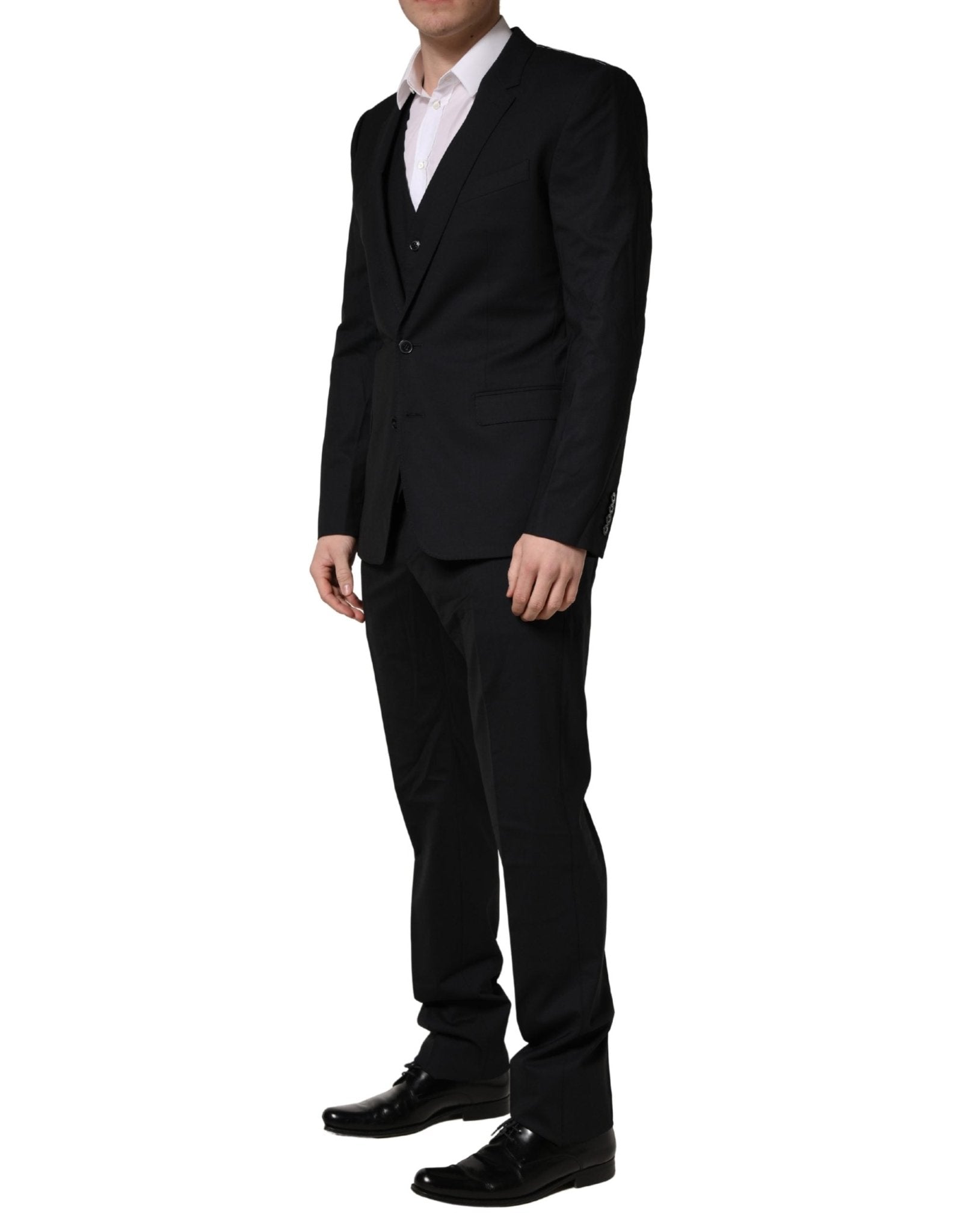 Dolce & Gabbana Black Wool 2 Buttons Formal 3 Piece Men Suit - RIMODA