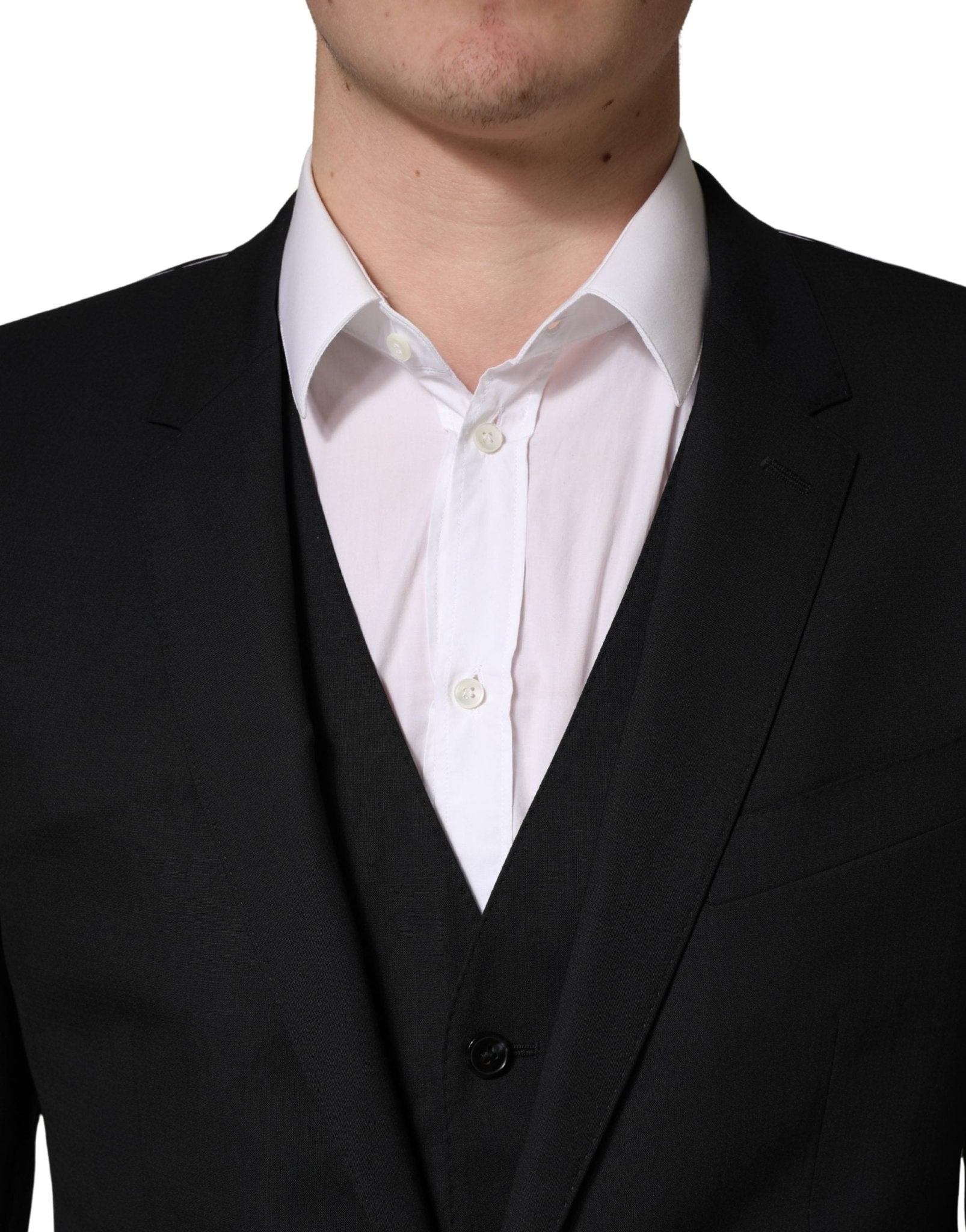 Dolce & Gabbana Black Wool 2 Buttons Formal 3 Piece Men Suit - RIMODA