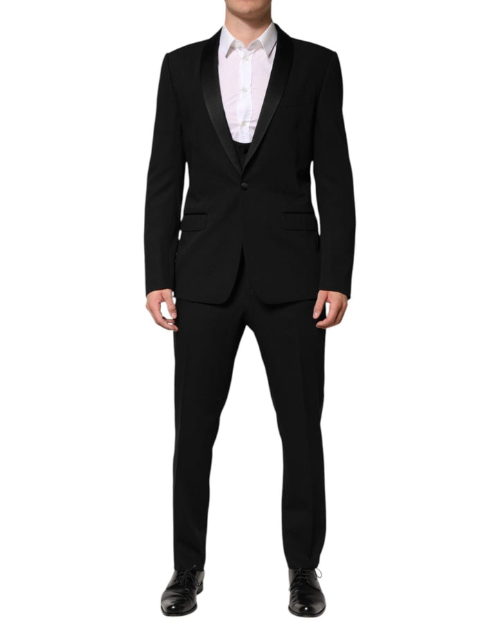 Dolce & Gabbana Black Wool 3 Piece Single Breasted Suit - RIMODA