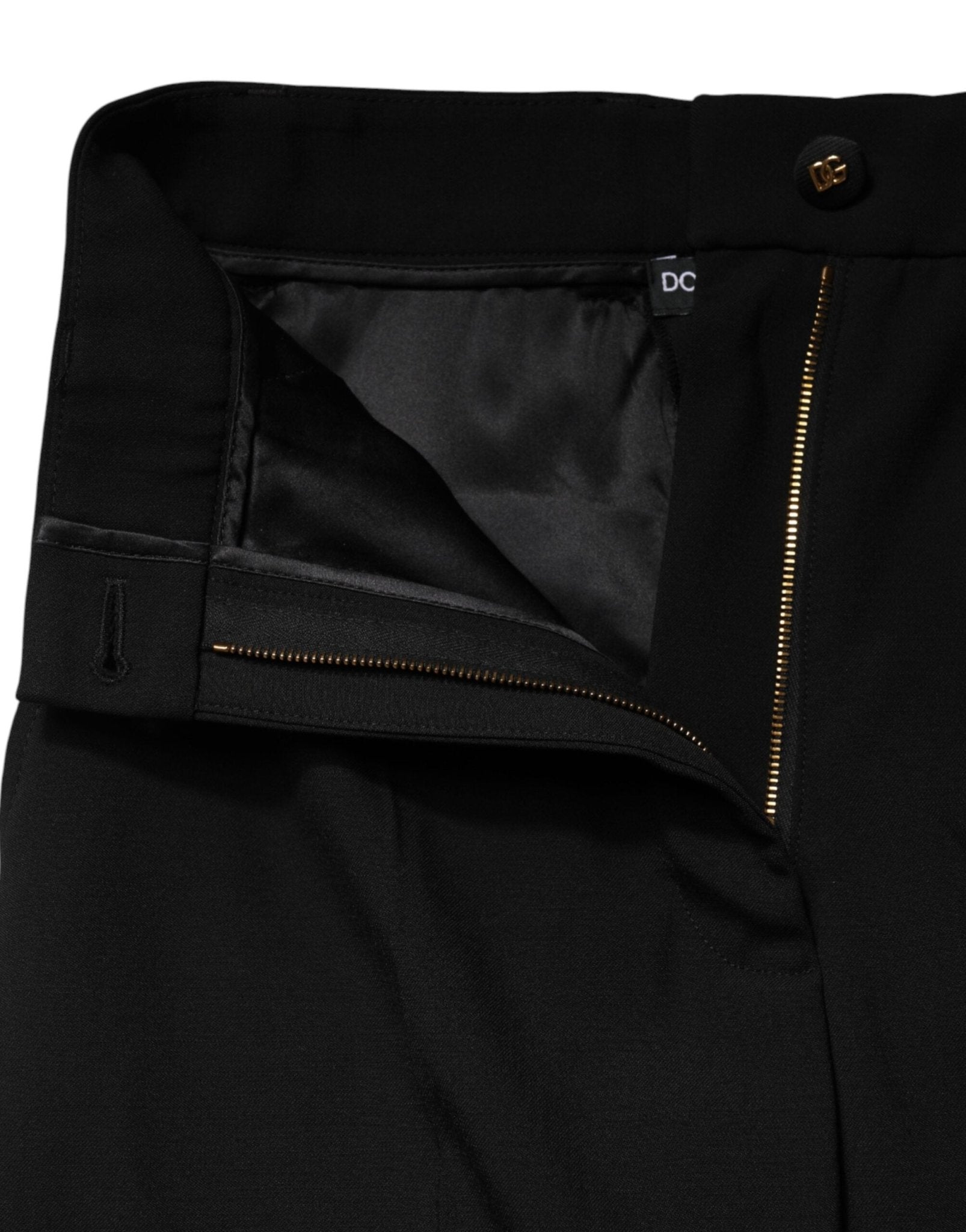 Dolce & Gabbana Black Wool Blend Straight High Waist Pants - RIMODA