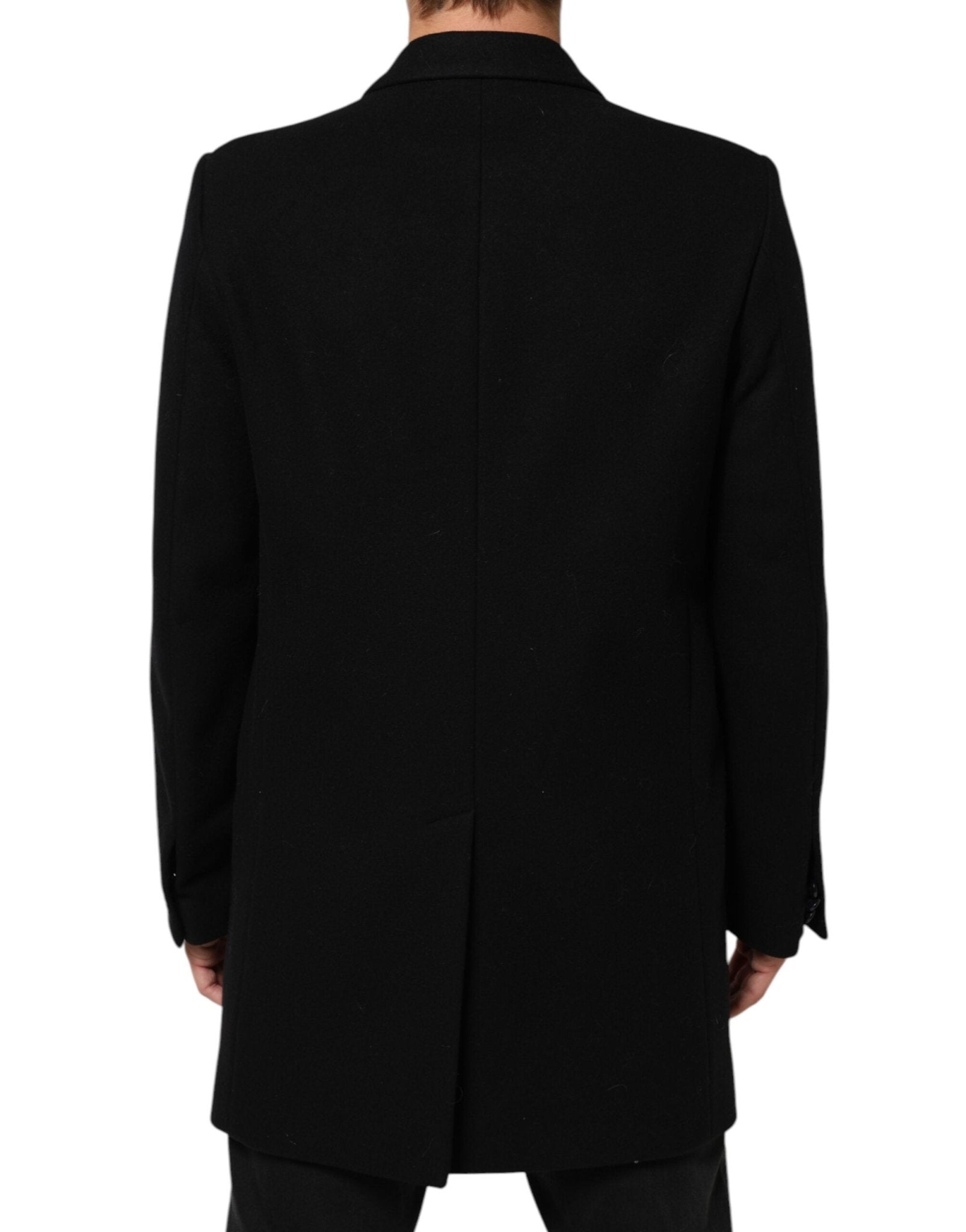 Dolce & Gabbana Black Wool Buttoned Men Trench Coat Jacket - RIMODA