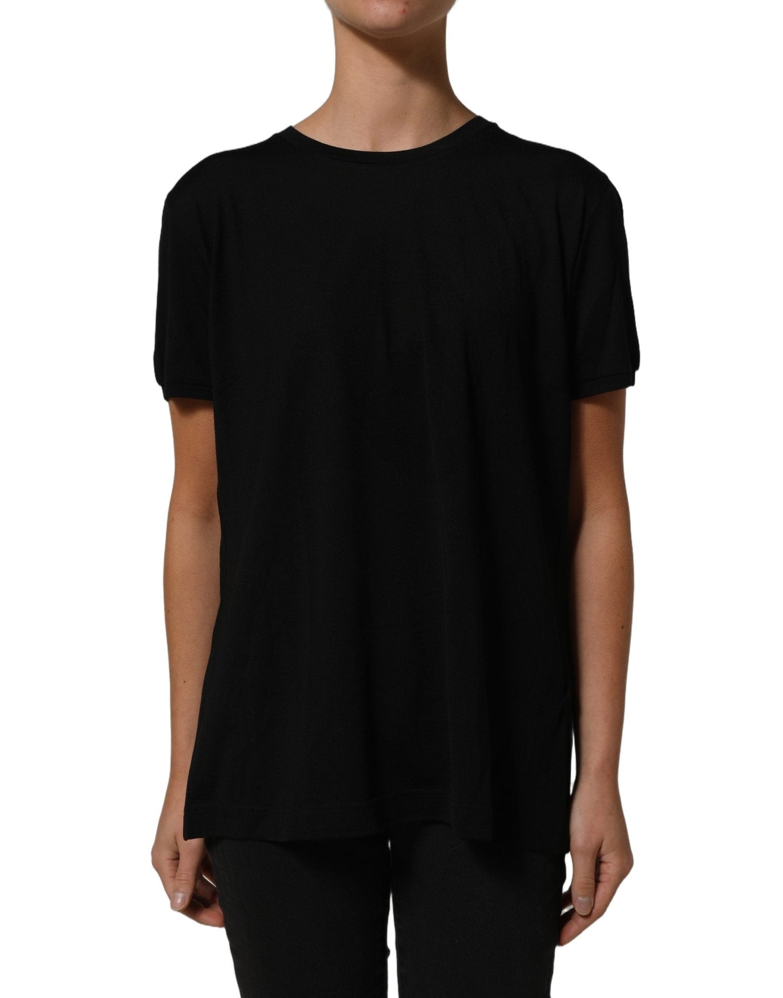 Dolce & Gabbana Black Wool Crew Neck Short Sleeves T-shirt - RIMODA
